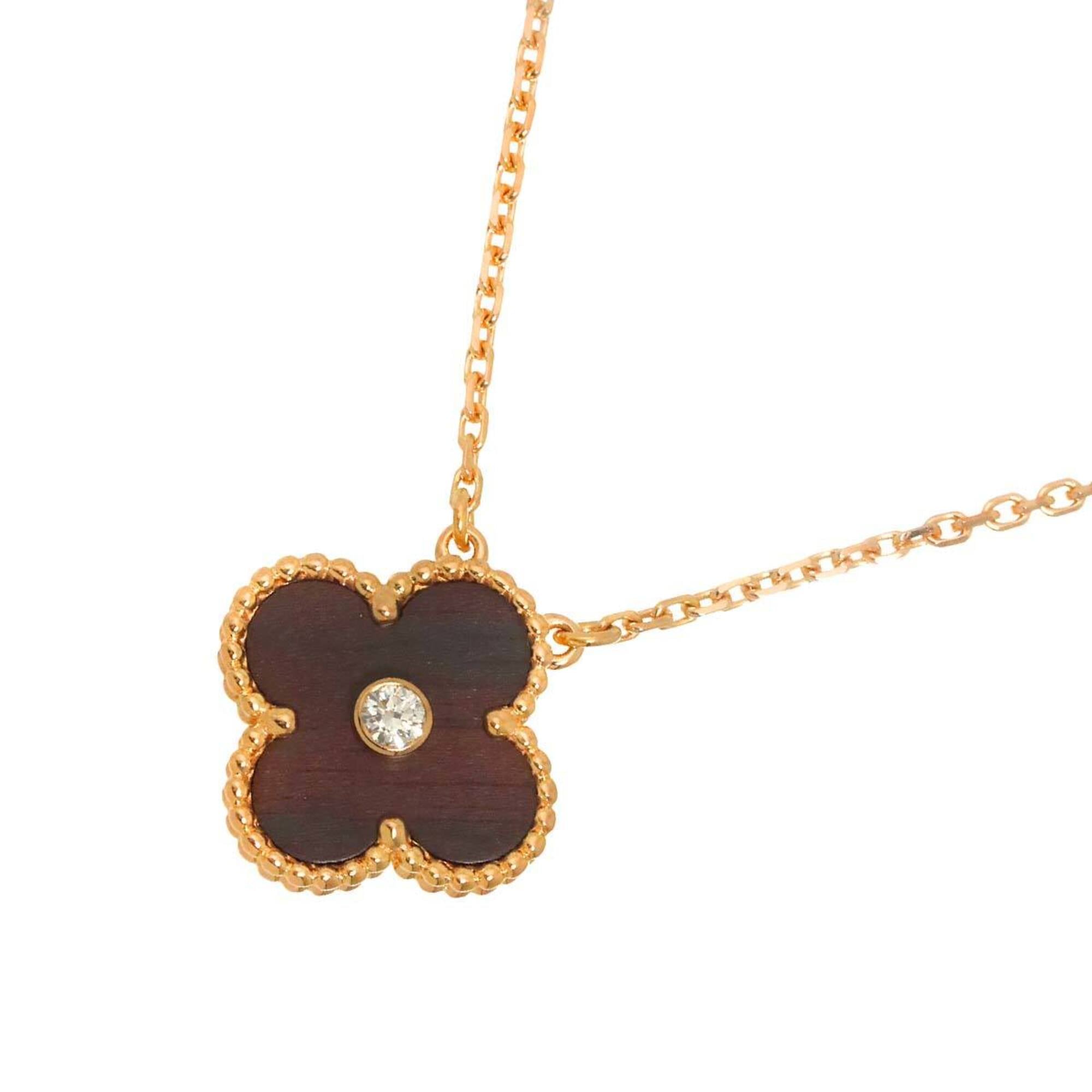 Van Cleef & Arpels Alhambra Wood Diamond Necklace 42cm 18K PG 750
