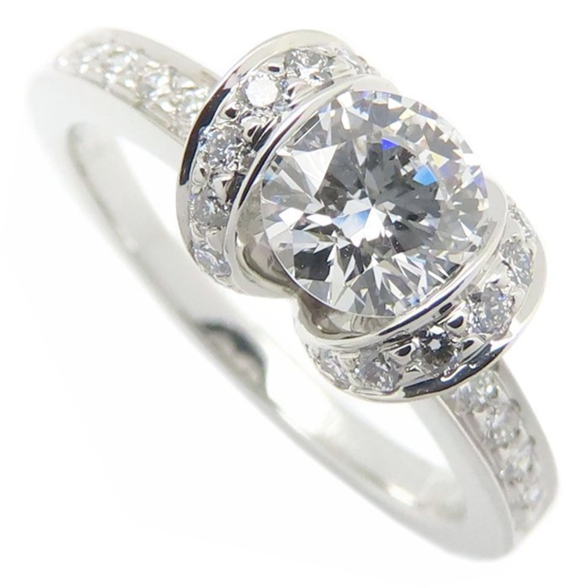 TIFFANY&Co. Tiffany Ribbon Engagement Ring, 0.65ct Diamond, D.VS1 Clarity, Size 11, Pt950, Women\'s,