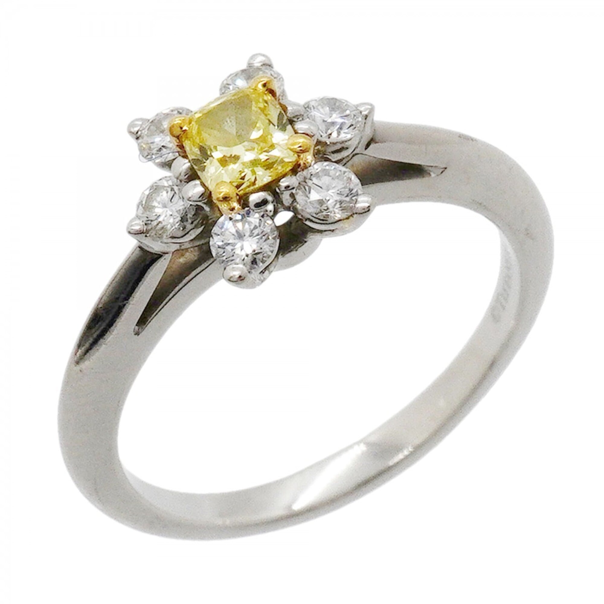 Tiffany & Co. Buttercup Ring, 18K Yellow Gold (KYG), Platinum (Pt950), 0.23ct Diamond, Size 9, Women