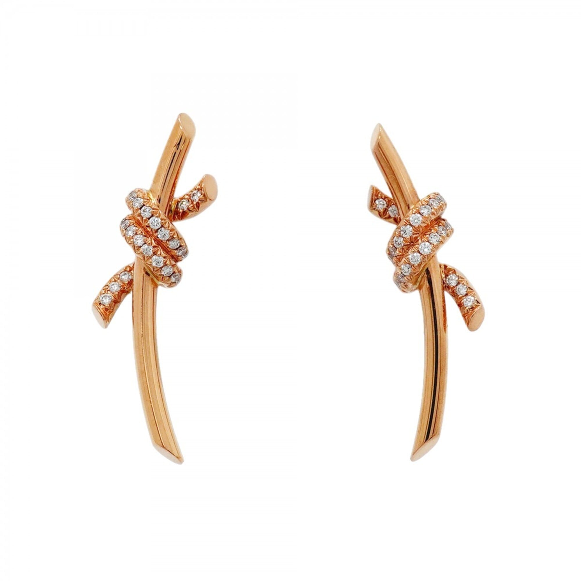 Tiffany & Co. Knot Earrings, 18K Pink Gold, Diamond, Women\'s
