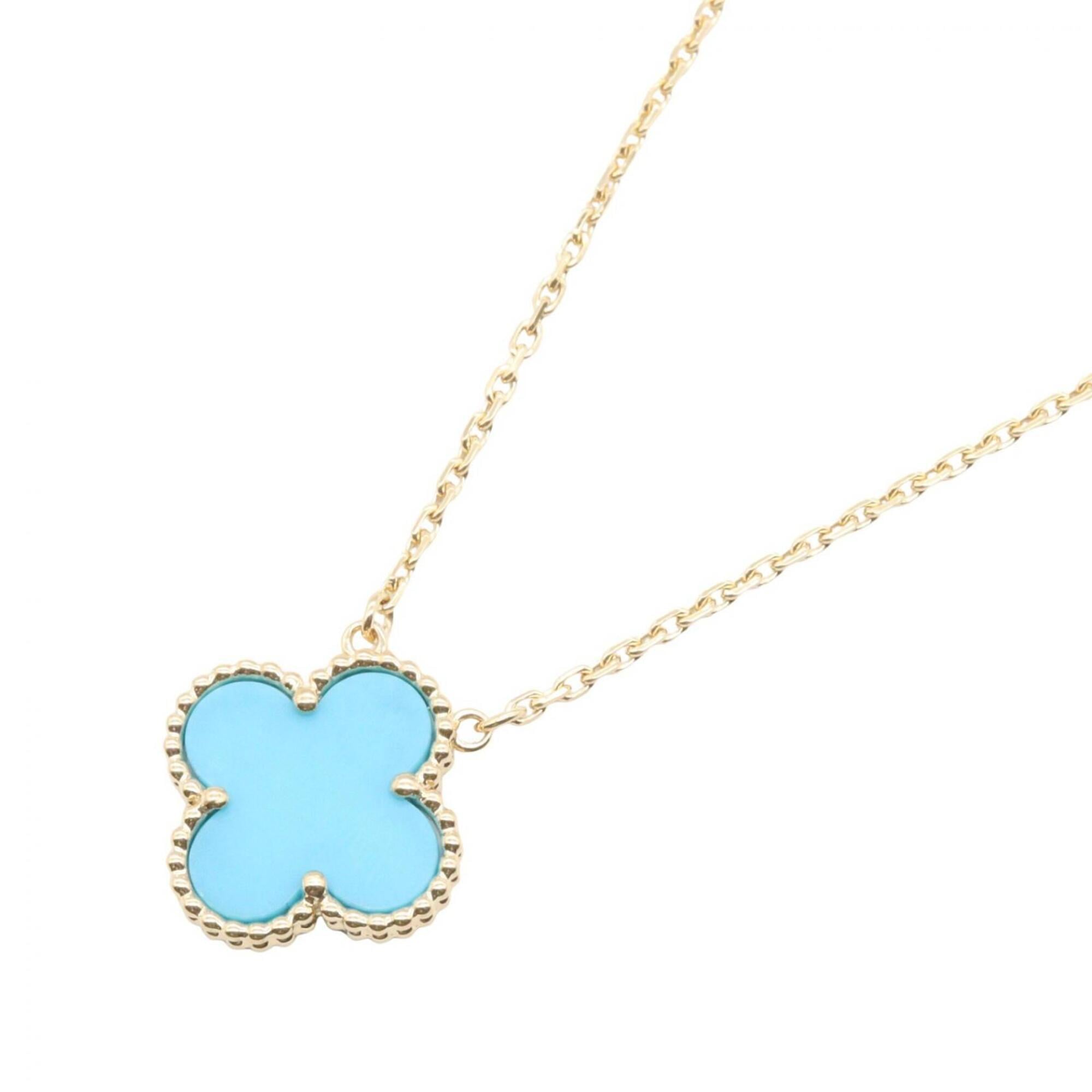 Van Cleef & Arpels Vintage Alhambra Turquoise Necklace, 18K (Yellow Gold) Women\'s, Gold/Blue Tones