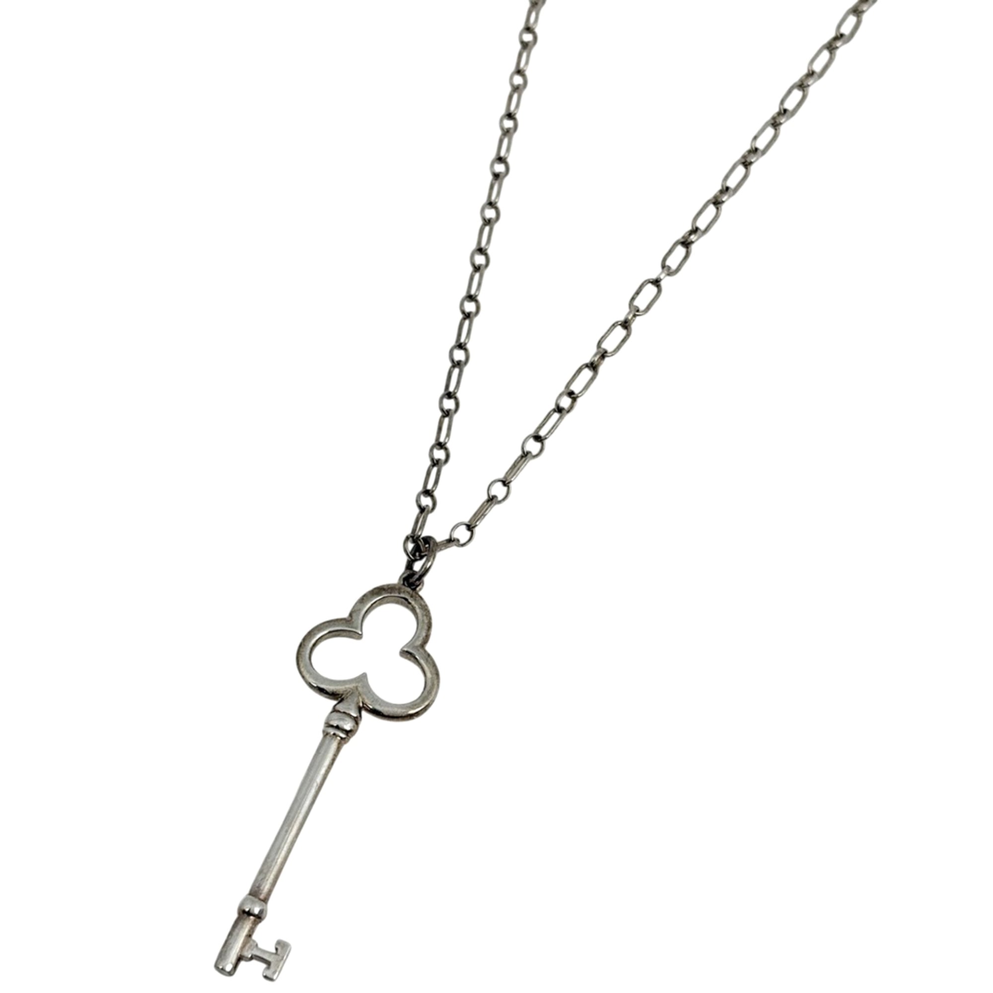 Tiffany & Co. Key Motif Necklace, Trefoil, Sterling Silver 925, Silver, Women\'s