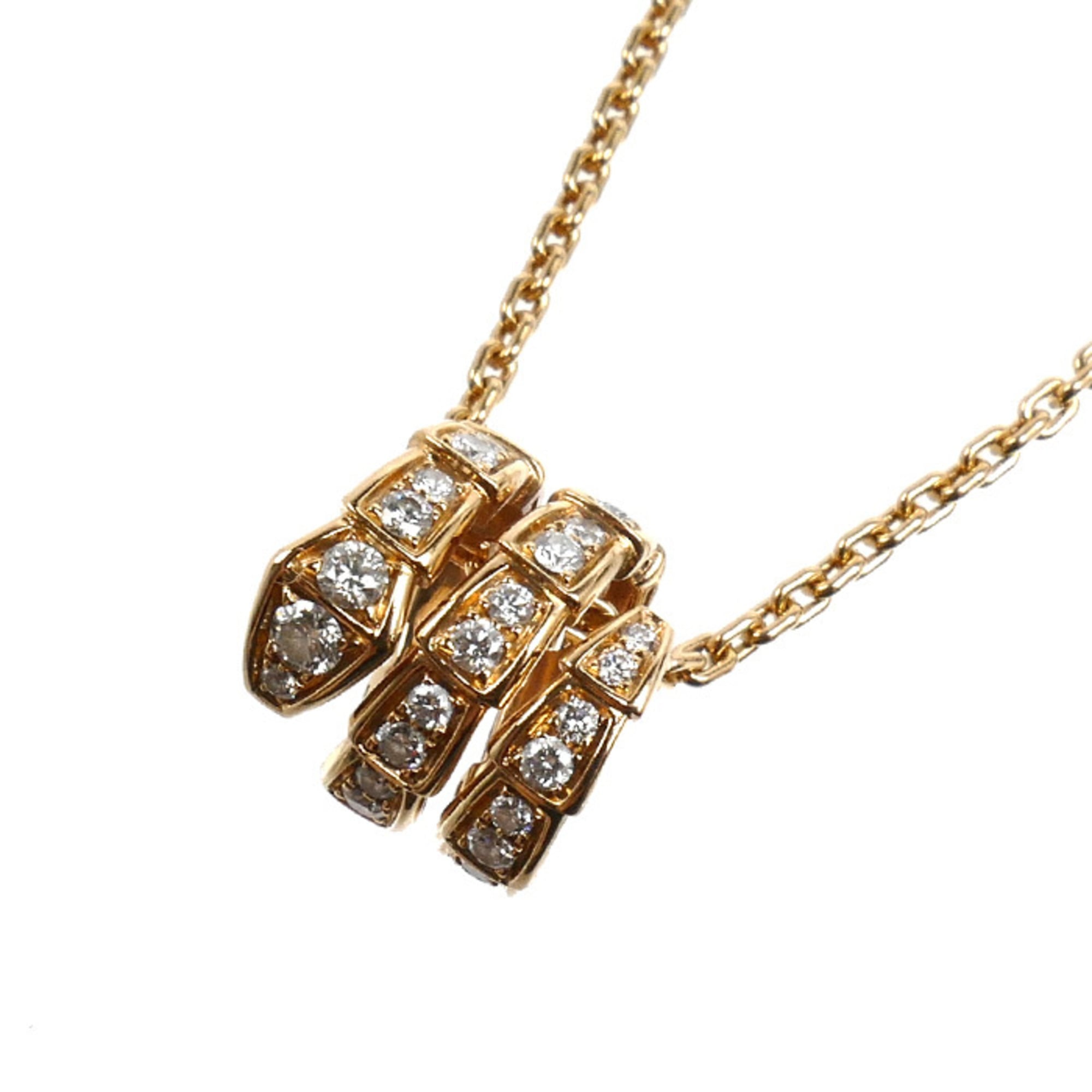 BVLGARI 18KPG Pink Gold Serpenti Viper Necklace 357795 Diamond 13.1g 52 54cm Women\'s