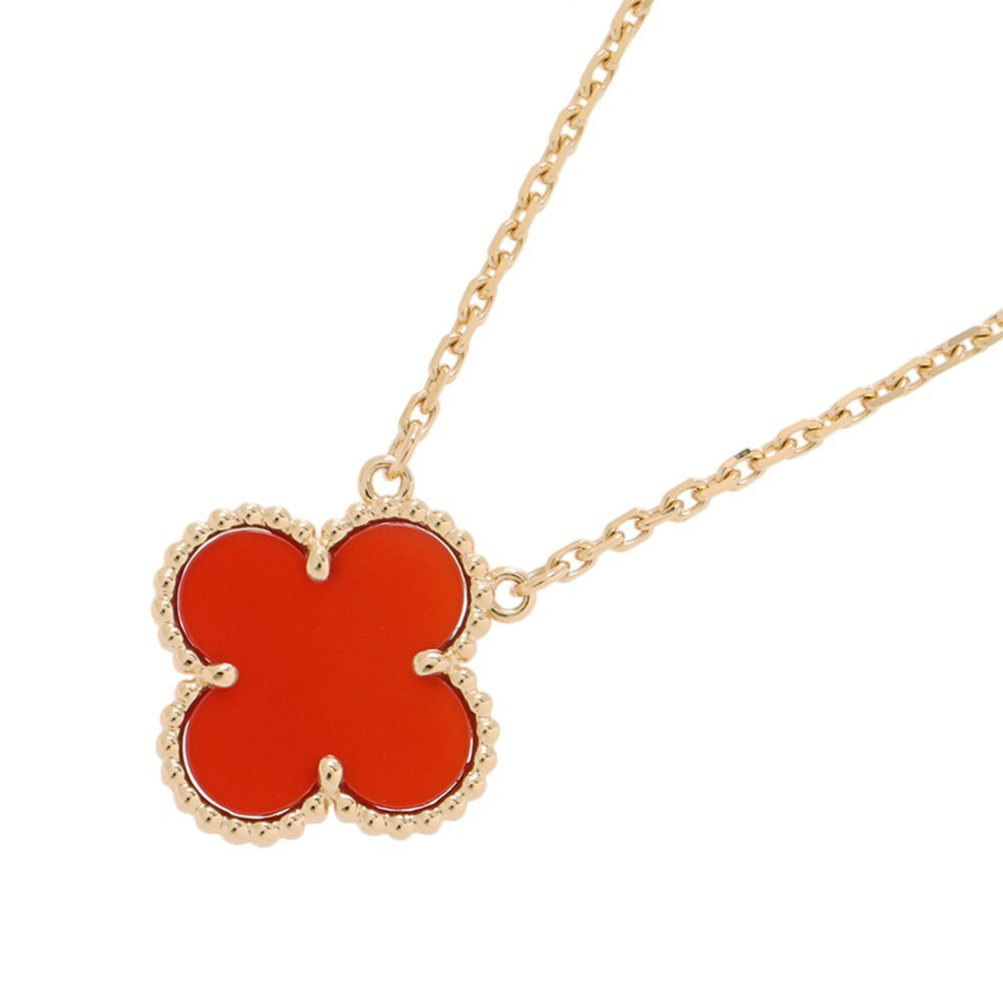Van Cleef & Arpels Alhambra Pendant Necklace, Carnelian, 18K Yellow Gold (VCARD38500)