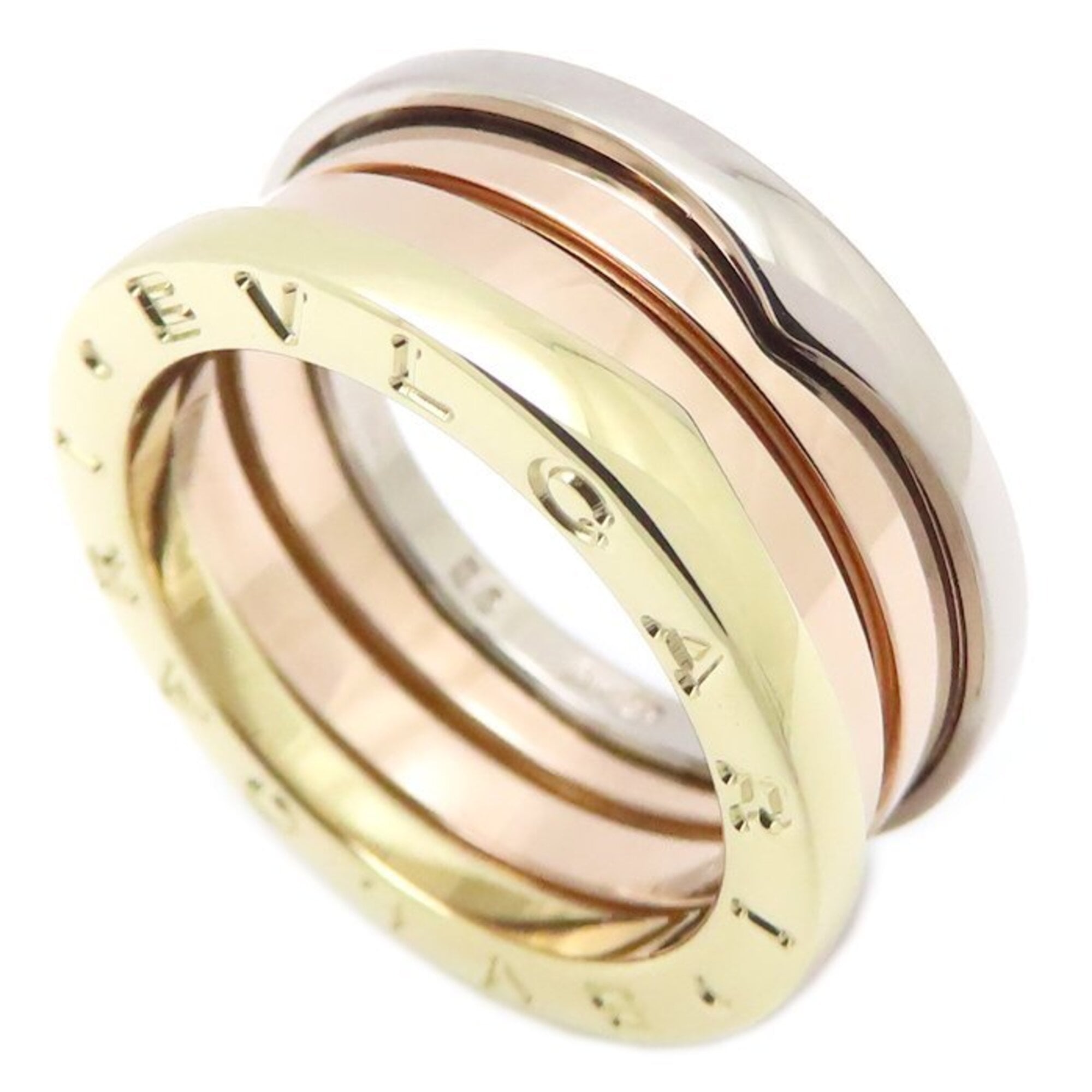 BVLGARI B.zero1 Perfect Mystic Ring, 3-band, Size S, #53, 18K Gold, Women\'s, 295247
