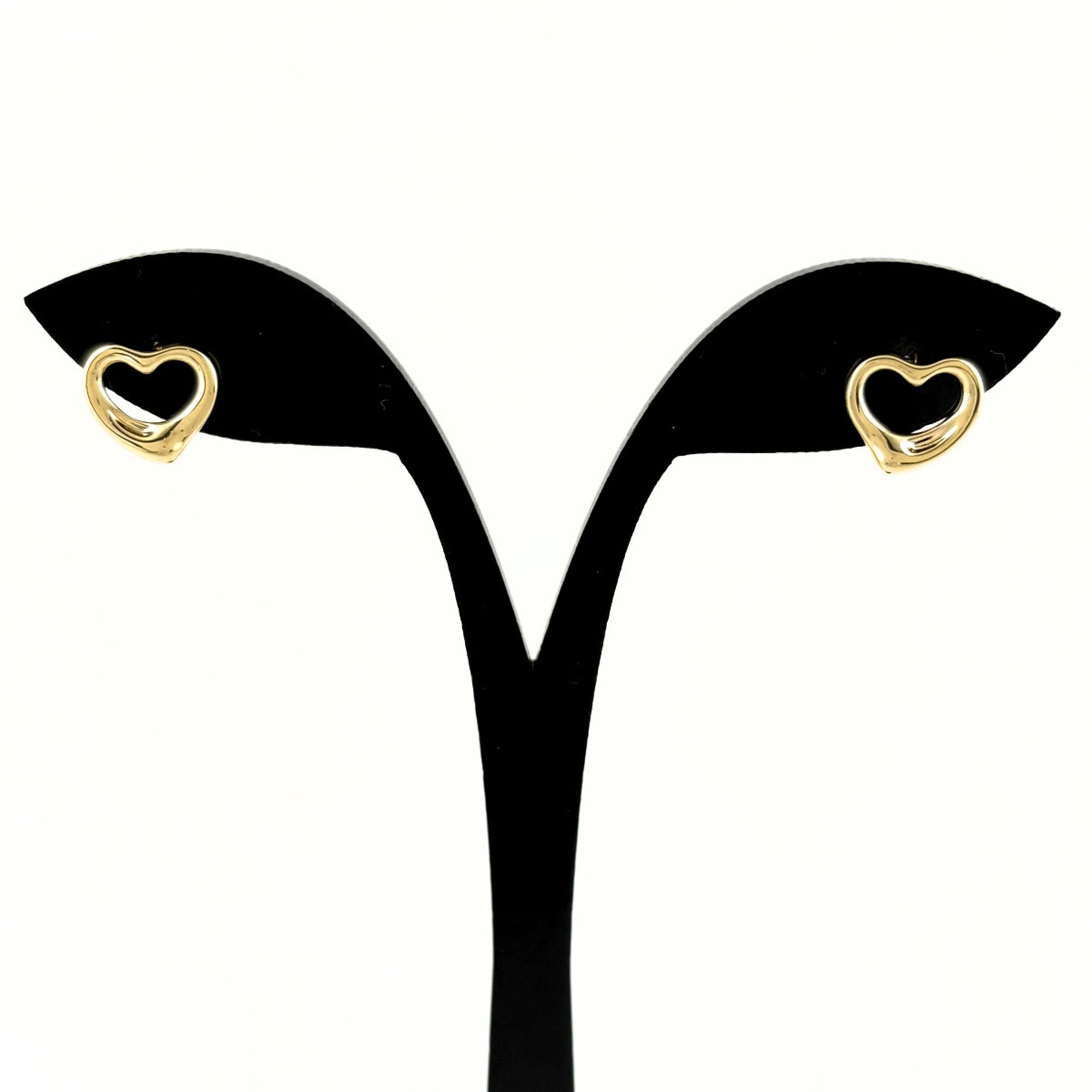 Tiffany & Co. Open Heart Earrings, Yellow Gold (YG), Paloma Picasso Design, 750 Gold, Women\'s Earri