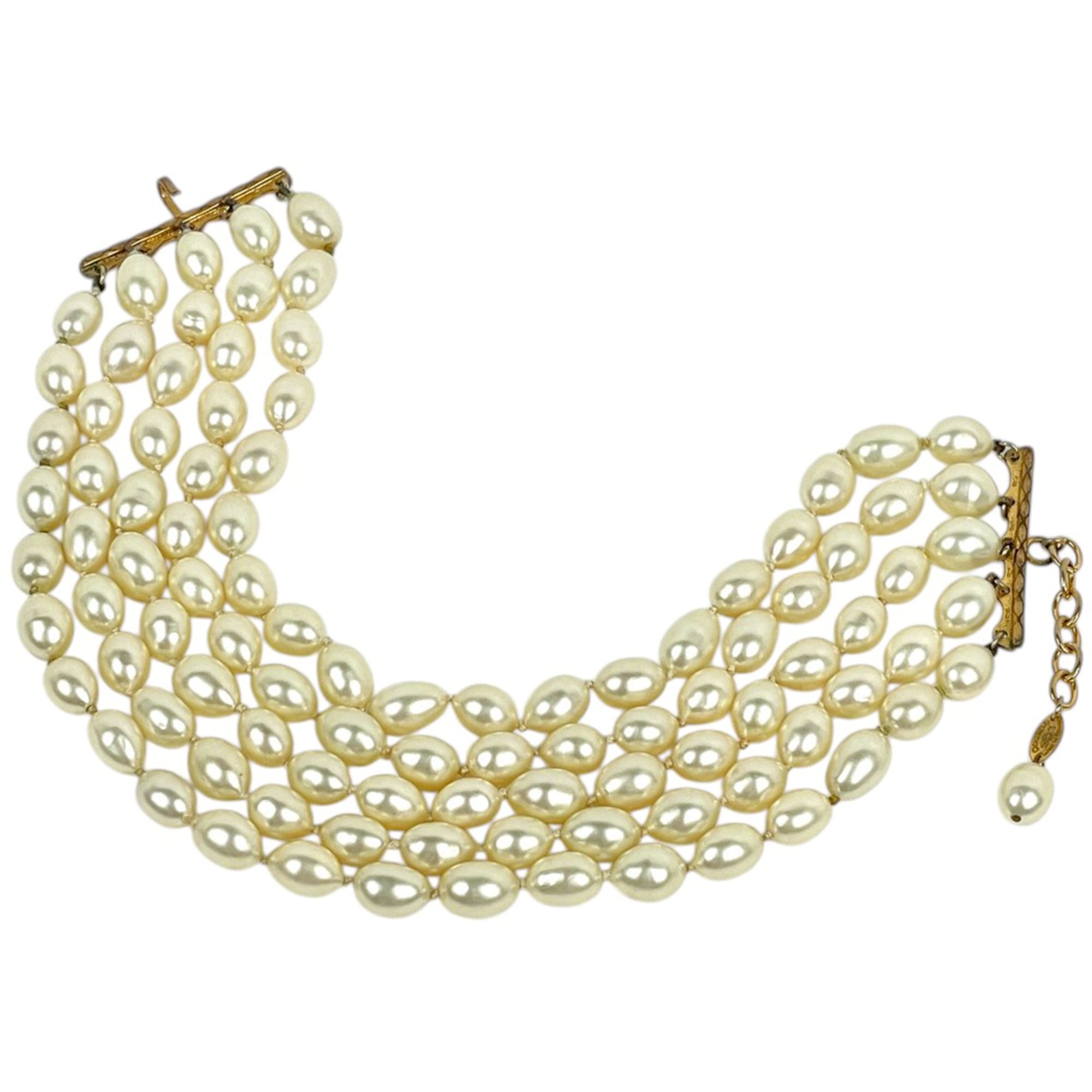 Chanel Faux Pearl Necklace, 5-Strand Choker, White, Women\'s