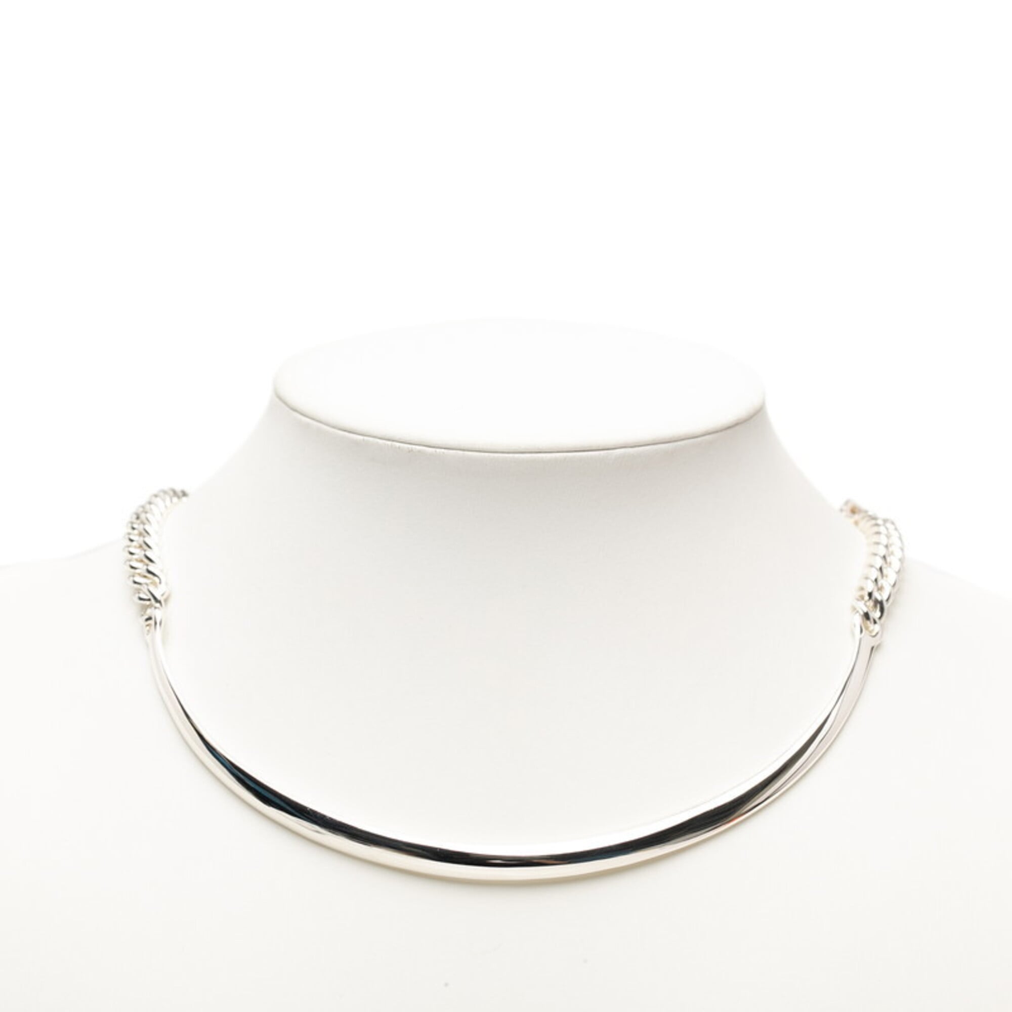 Hermes Boucles Sellier Inflexible Necklace, Size 46, SV925 Silver, Women\'s.