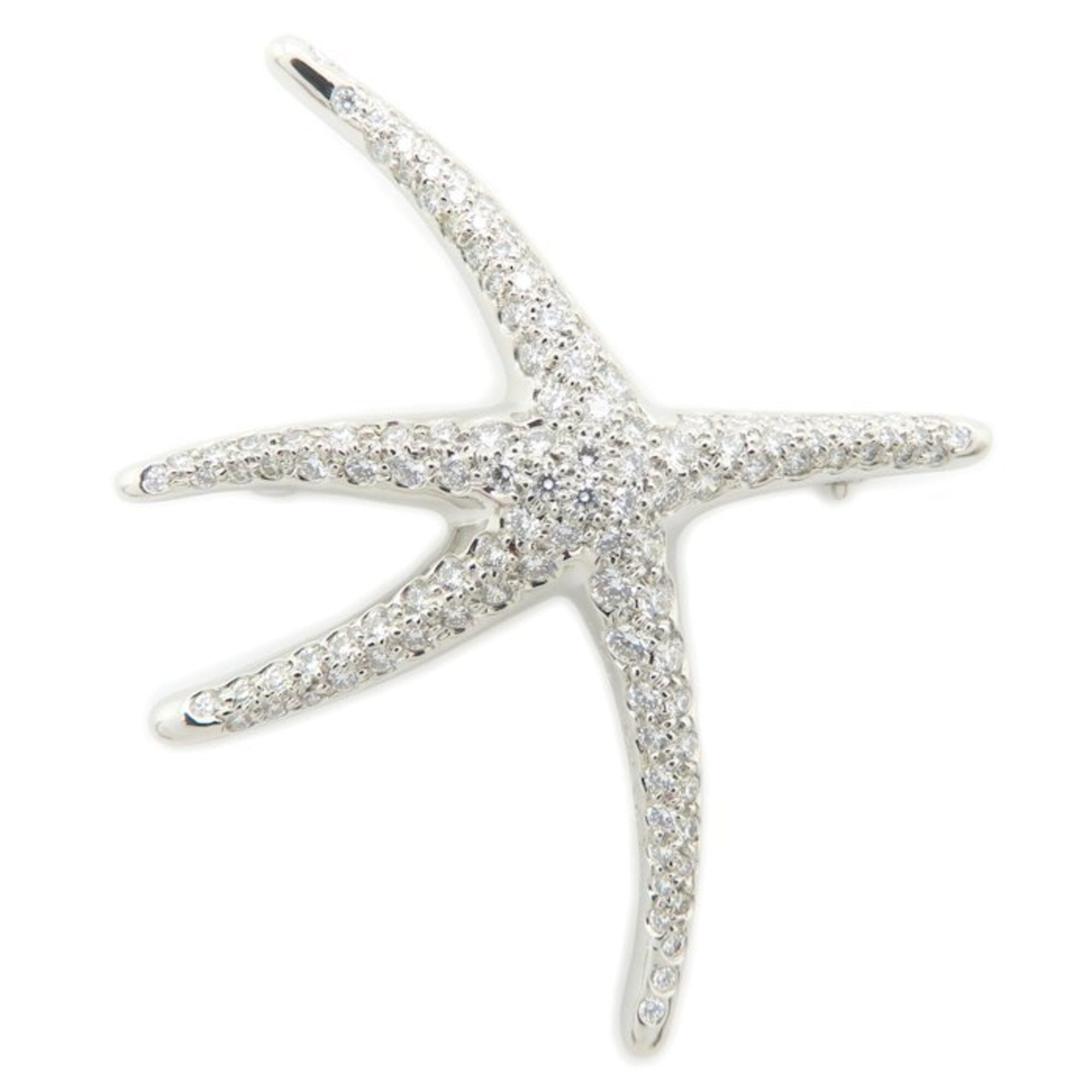 TIFFANY&Co. Tiffany Starfish Brooch with Diamonds, Elsa Peretti, Pt950, Women\'s /295486