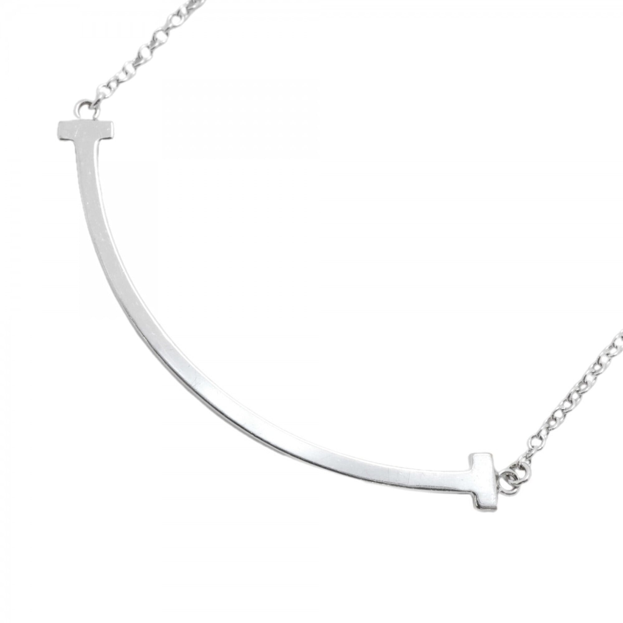 Tiffany & Co. T Smile Small Necklace, 18K White Gold, Women\'s