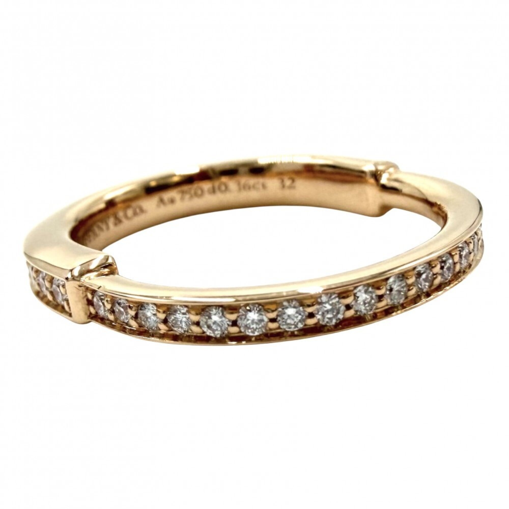Tiffany & Co. Rock Ring for Men and Women, Au750 18K Pink Gold, Size 32, 0.36ct Diamond, Approx. 3.8