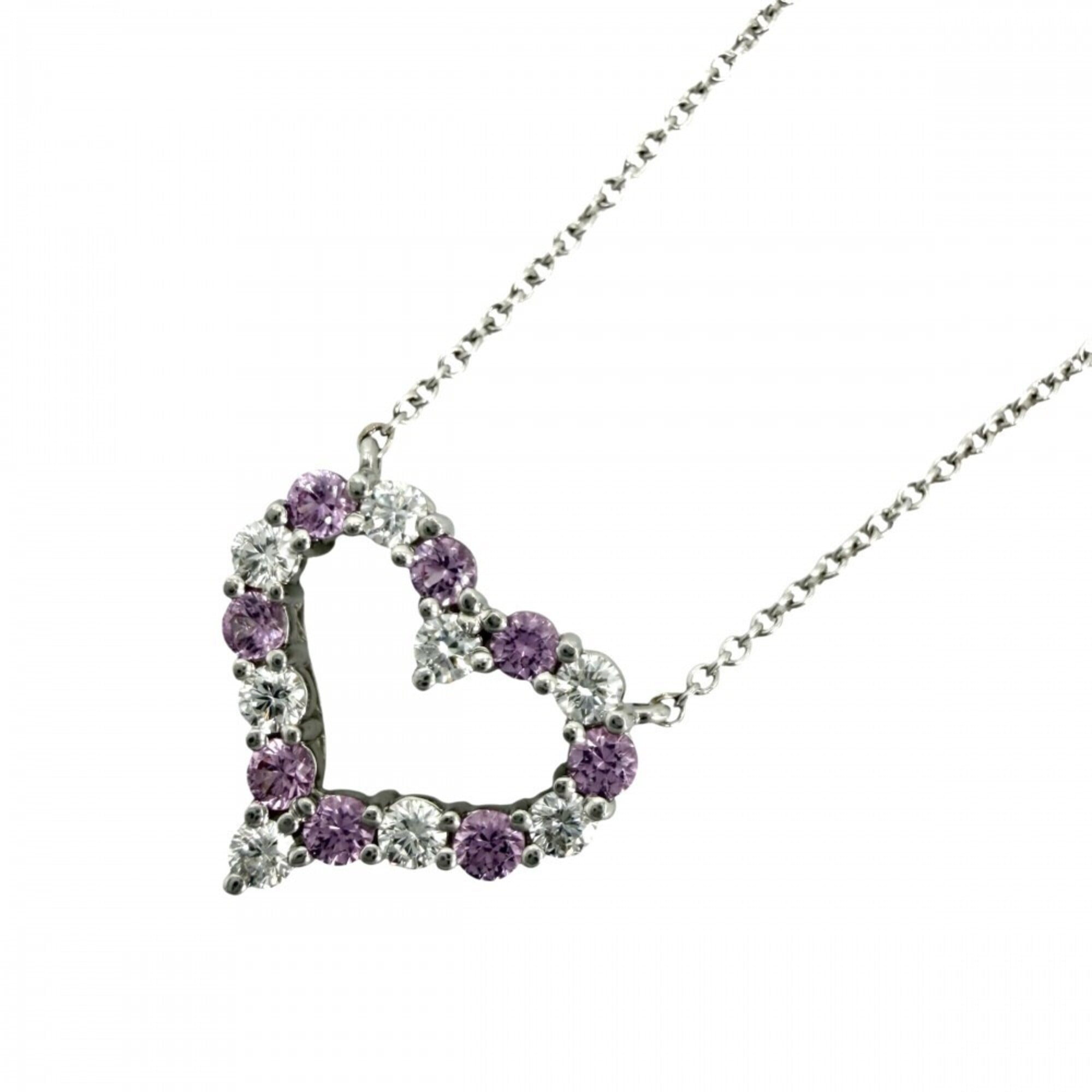 Tiffany & Co. Sentimental Heart Necklace for Women, Platinum 950, Diamond, Approx. 4.9g