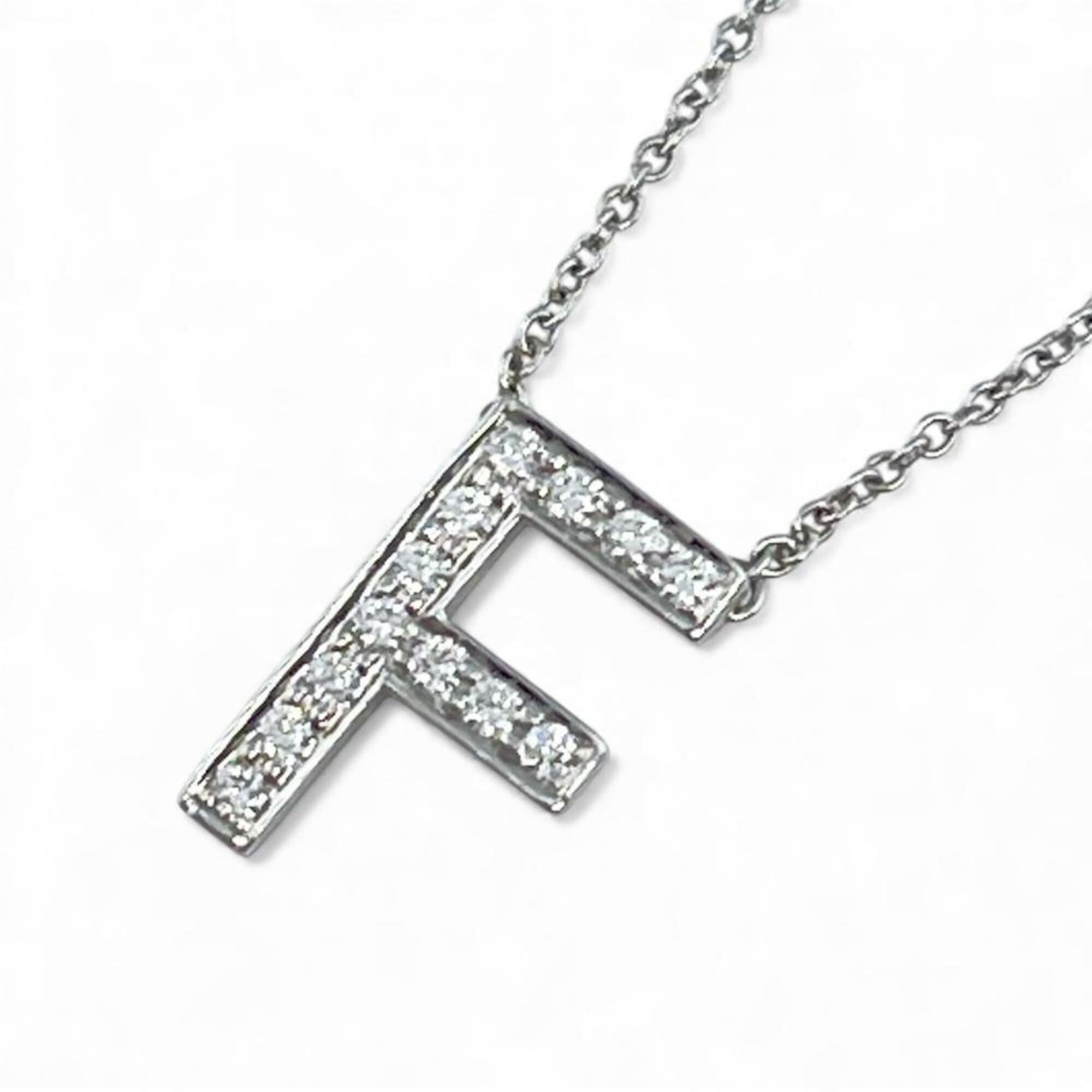 Tiffany & Co. Women\'s Necklace, Jewelry Accessory, Letter Initial F, Pt950 Platinum, Diamond, Silve