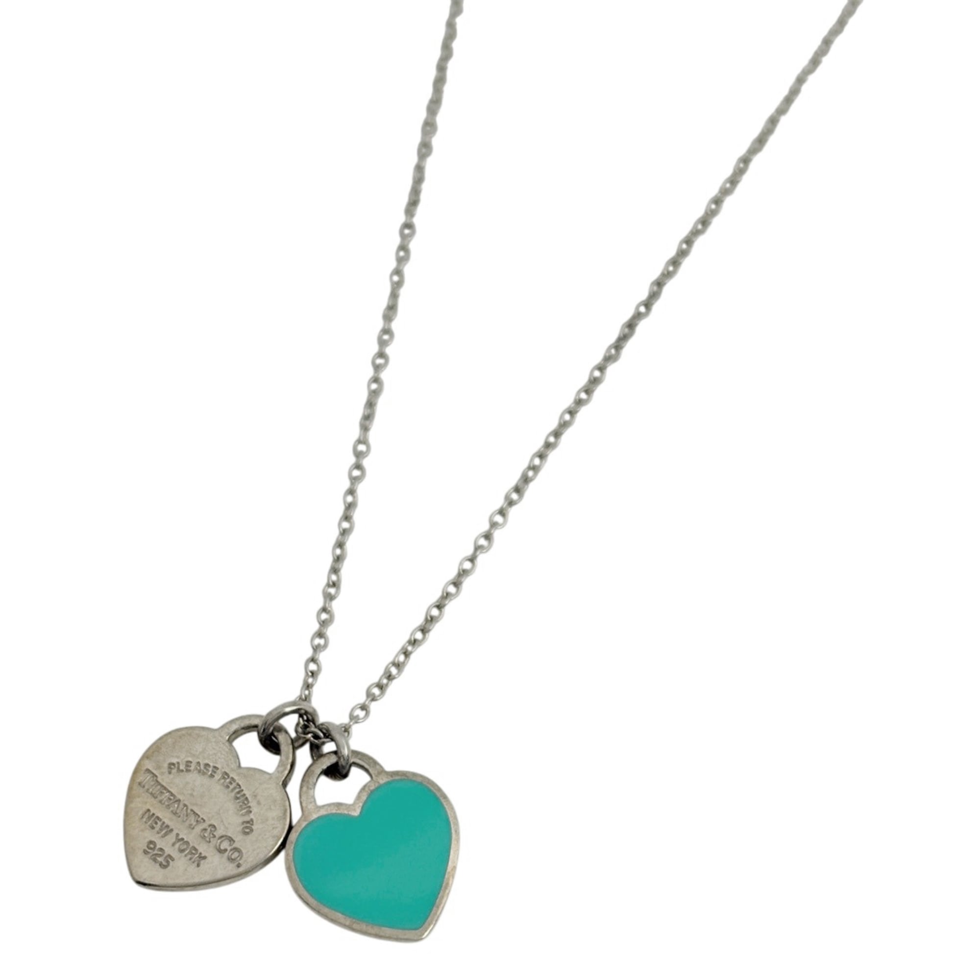 Tiffany & Co. Return to Double Heart Necklace with Tag, Sterling Silver 925, Women\'s