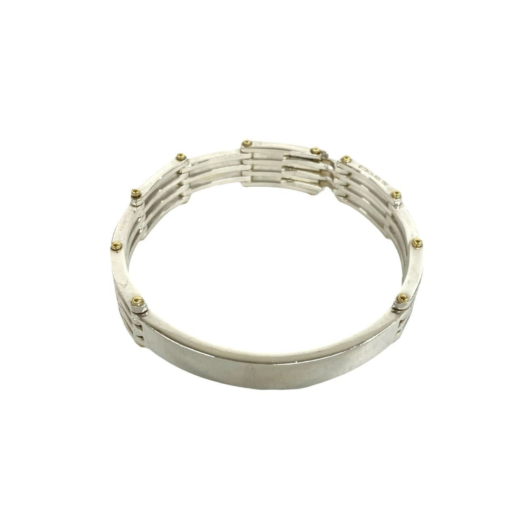 TIFFANY&Co. Tiffany Gate ID Bracelet, Sterling Silver 925 & 10K Yellow Gold Bangle Accessory, Silver