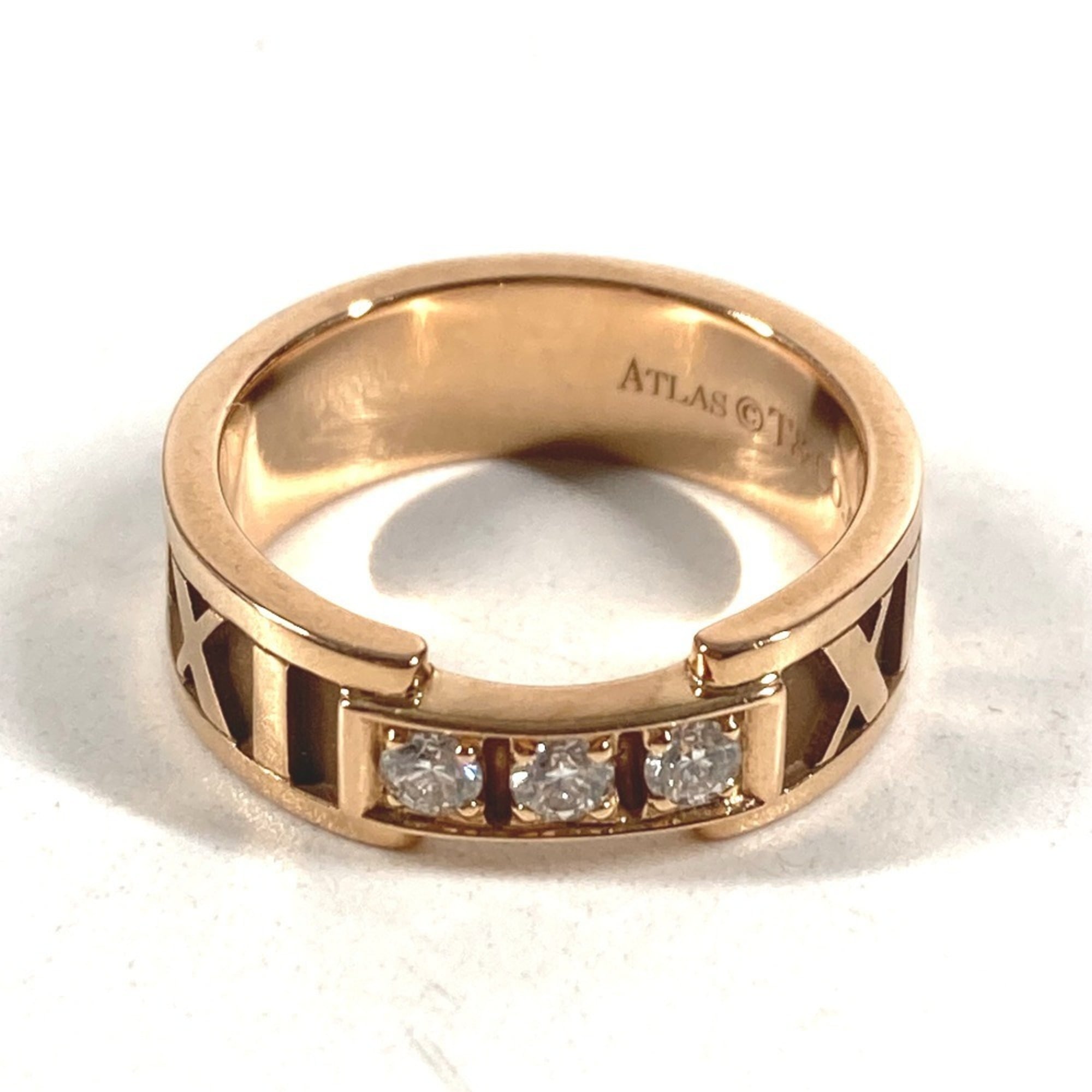 TIFFANY&Co. Tiffany & Co. 18K Gold Atlas 3P Diamond Ring, Au750 Pink Gold, Women\'s Jewelry.