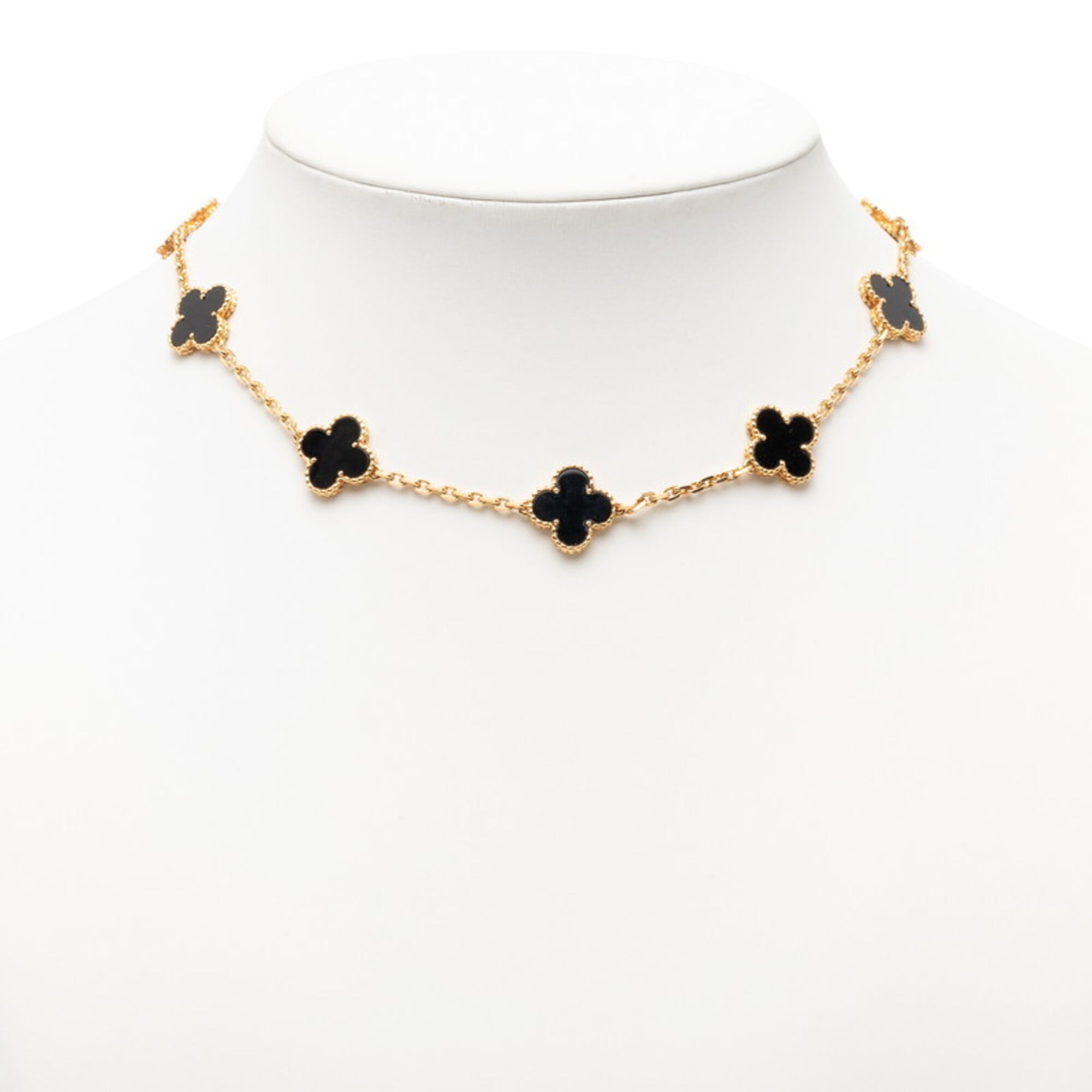 Van Cleef & Arpels Vintage Alhambra Necklace, 10 Motifs, Onyx, 18K Yellow Gold (750), Women\'s Neckl