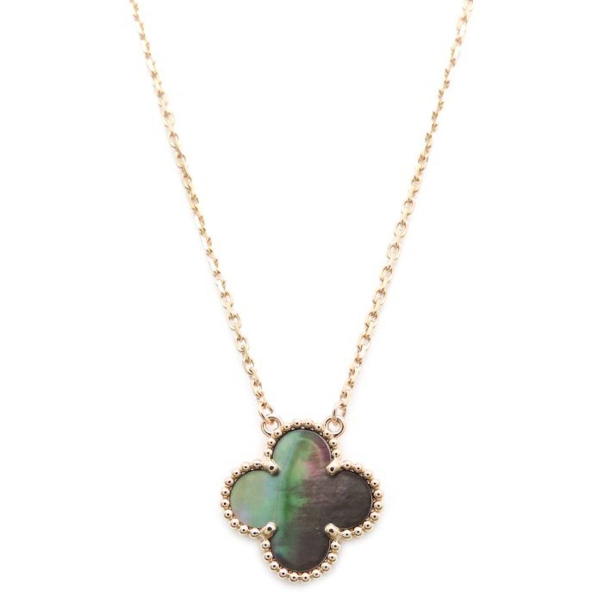Van Cleef & Arpels Vintage Alhambra Necklace, Gray Shell, 18K Pink Gold, Women\'s, VCARP4KK00 295683