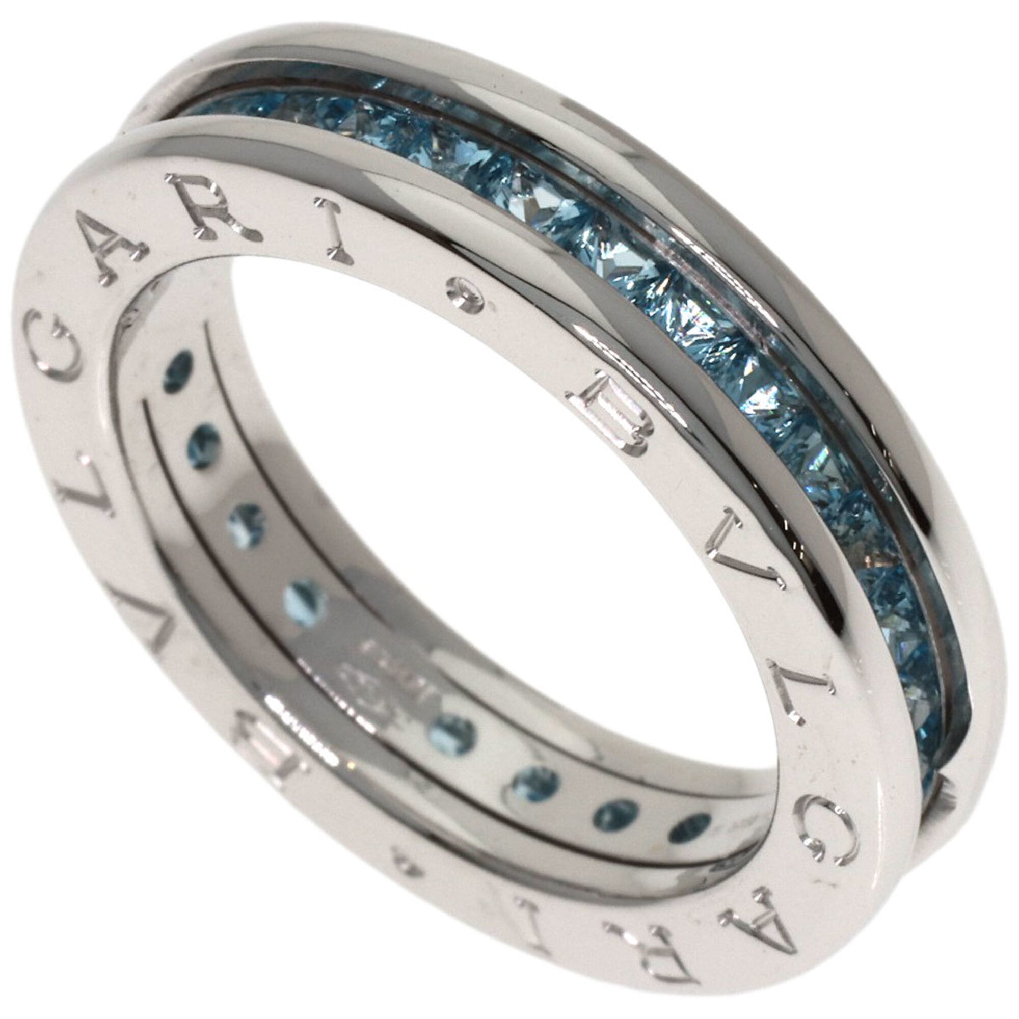 BVLGARI B-zero1 1-band Blue Topaz Ring #52 18K White Gold Women\'s