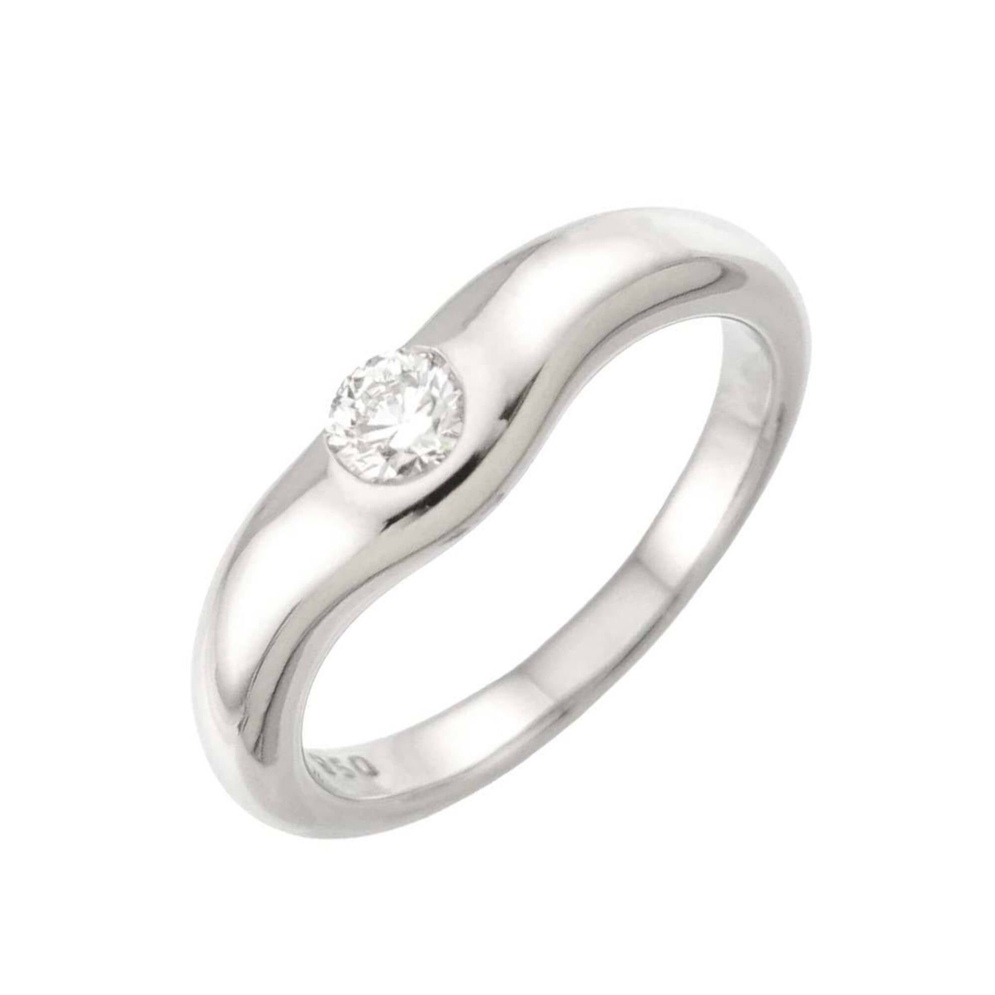 Tiffany & Co. Wide Curved Band Ring with 1 Diamond (Pt Platinum)