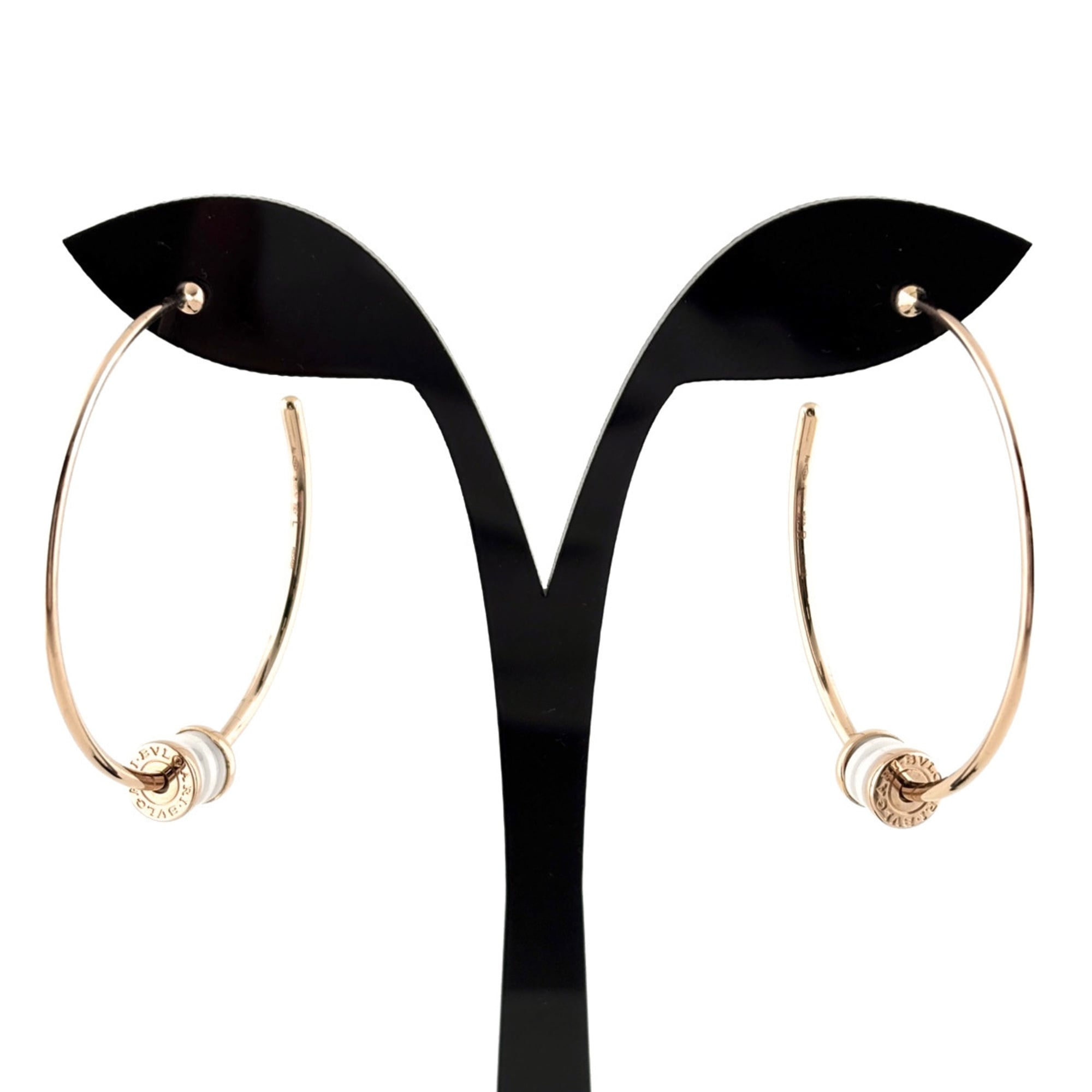 Bulgari BVLGARI B-ZERO1 Earrings, Pink Gold (PG), 750 Ceramic, Women\'s Earrings