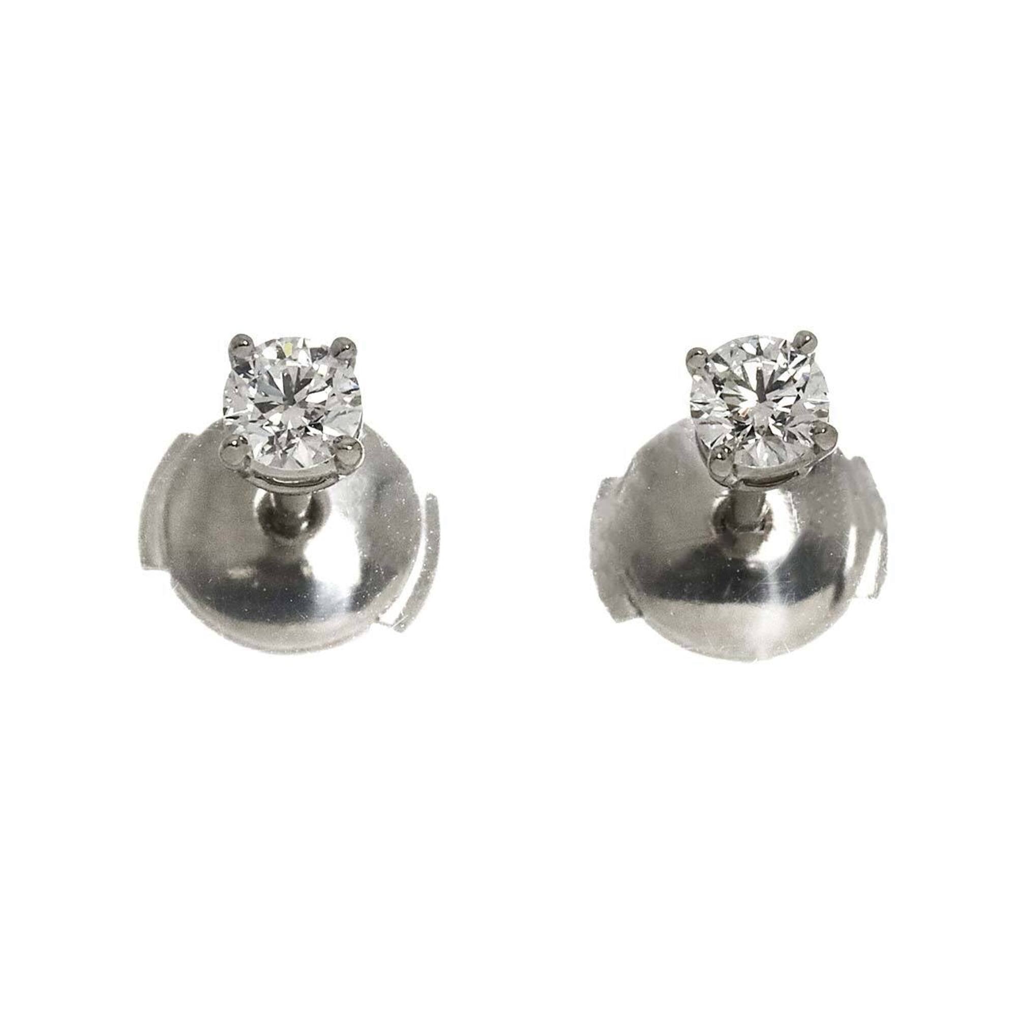 Tiffany & Co. Solitaire Diamond Earrings, 0.18ct x 2, G VVS1, 3EX, Platinum Stud Pierced.