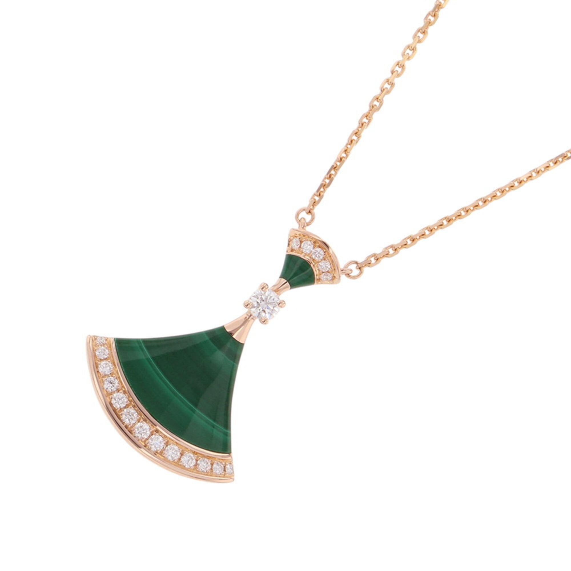 BVLGARI Diva\'s Dream Necklace, Malachite and Diamonds, 0.28ct total, 18K Pink Gold, 351143. (BVLGAR