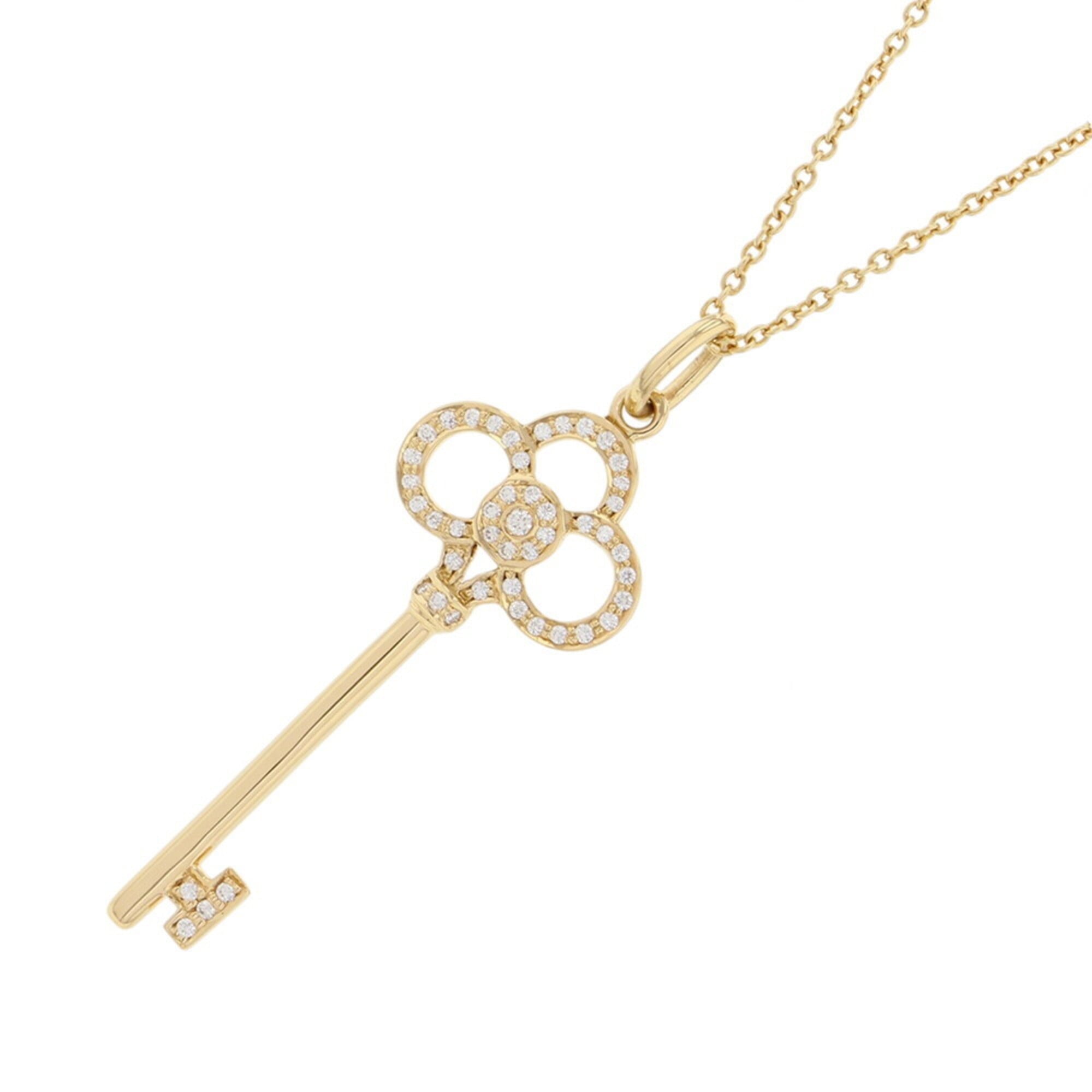 Tiffany & Co. Crown Key Diamond Necklace in 18K Yellow Gold. Part of the Collection.