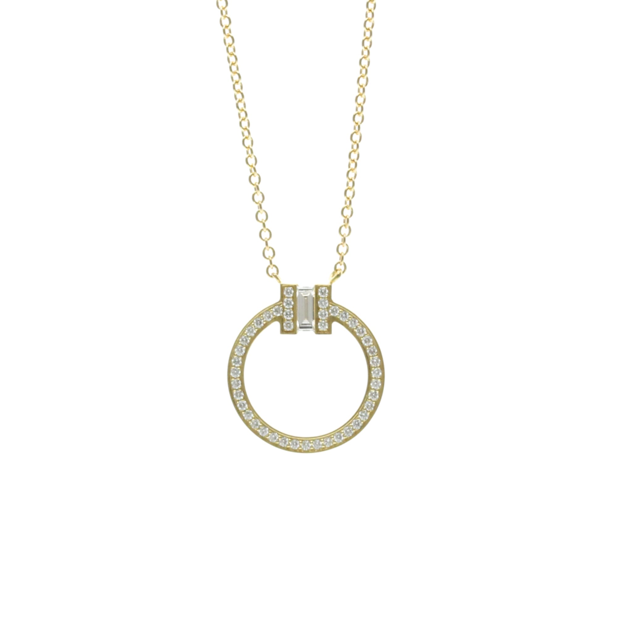 Tiffany Tiffany T Circle Diamond Necklace Yellow Gold (18K) Diamond Women,Men Fashion Pendant Neckla