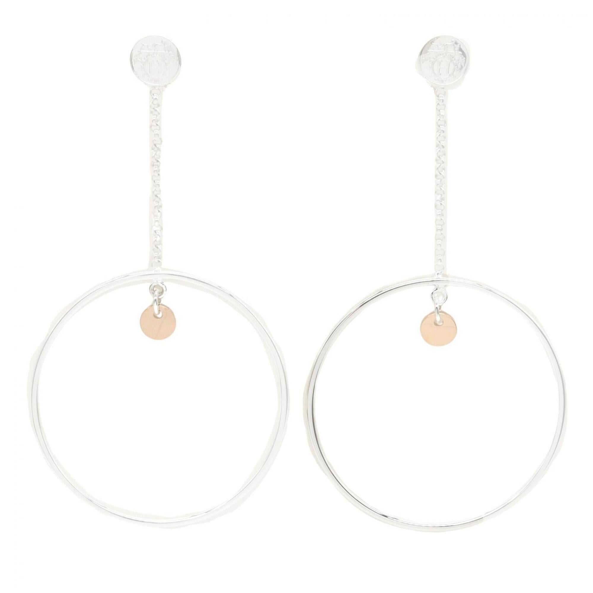 Hermes Escribs Hoop Earrings, Sterling Silver 925, 18K Pink Gold (PG), Women\'s, Tone, Tone