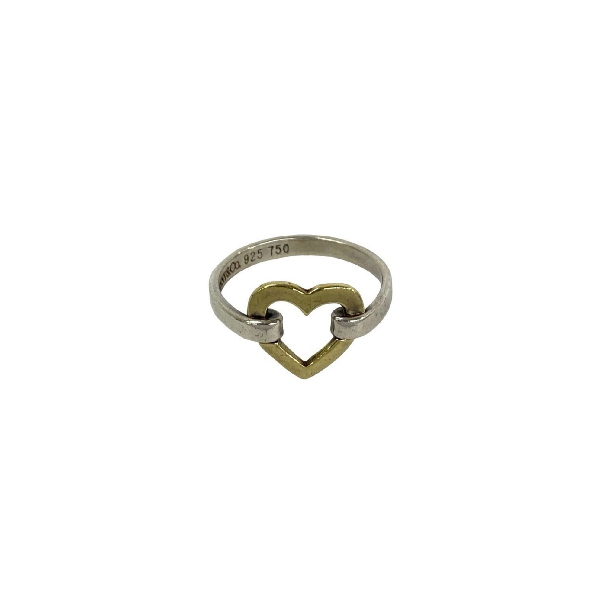TIFFANY&Co. Tiffany Open Heart Ring, Sterling Silver 925, 18K Yellow Gold, Silver, Item Number 22965
