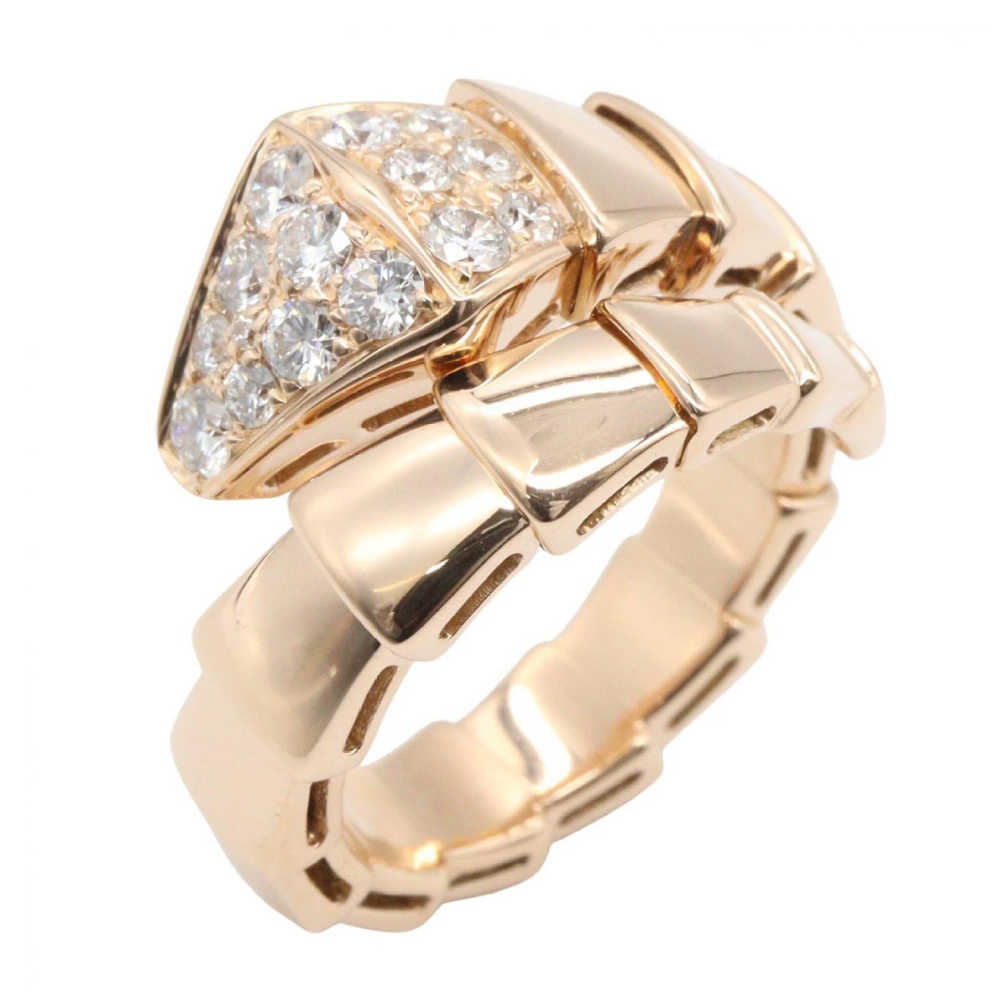 Bulgari BVLGARI Serpenti Viper Ring, Diamond 18KPG (Pink Gold), Women\'s, Gold Tone, Clear 347719