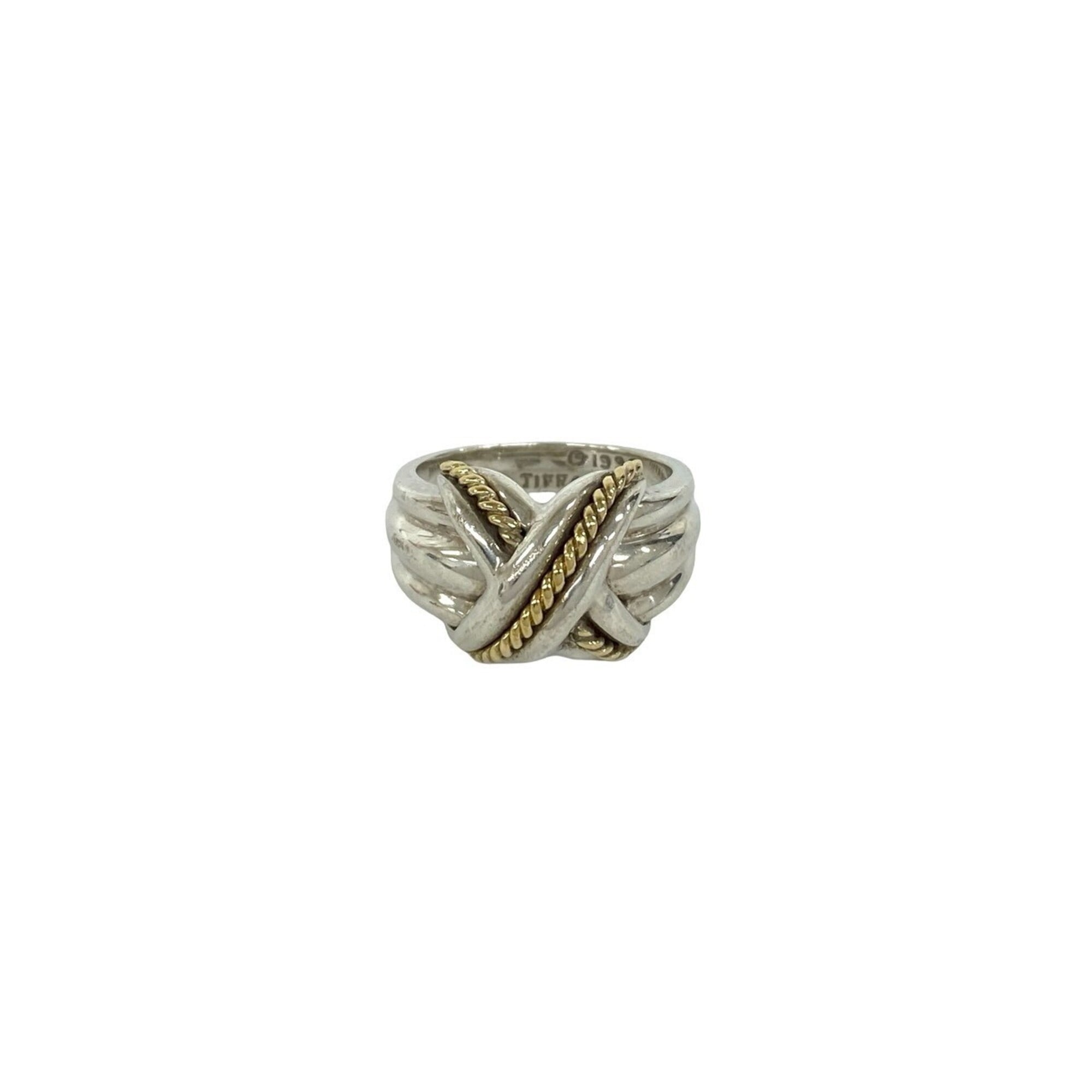 TIFFANY&Co. Tiffany Signature Ring, Sterling Silver 925, 18K Yellow Gold, Accessory, 153-9