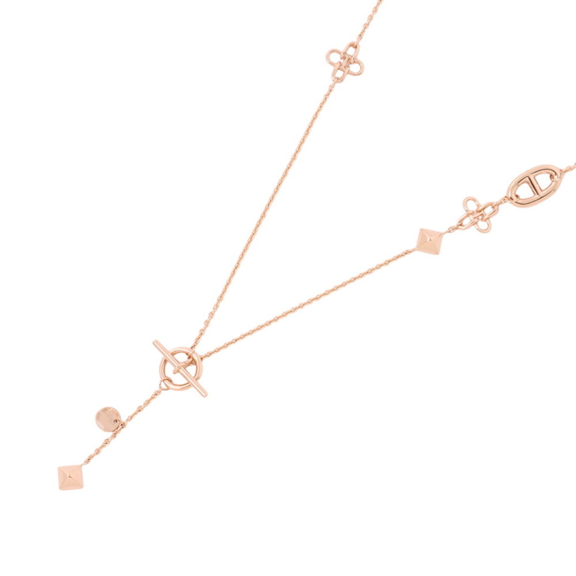 Hermes Ronde Multi Necklace LG 18KPG Pink Gold HERMES