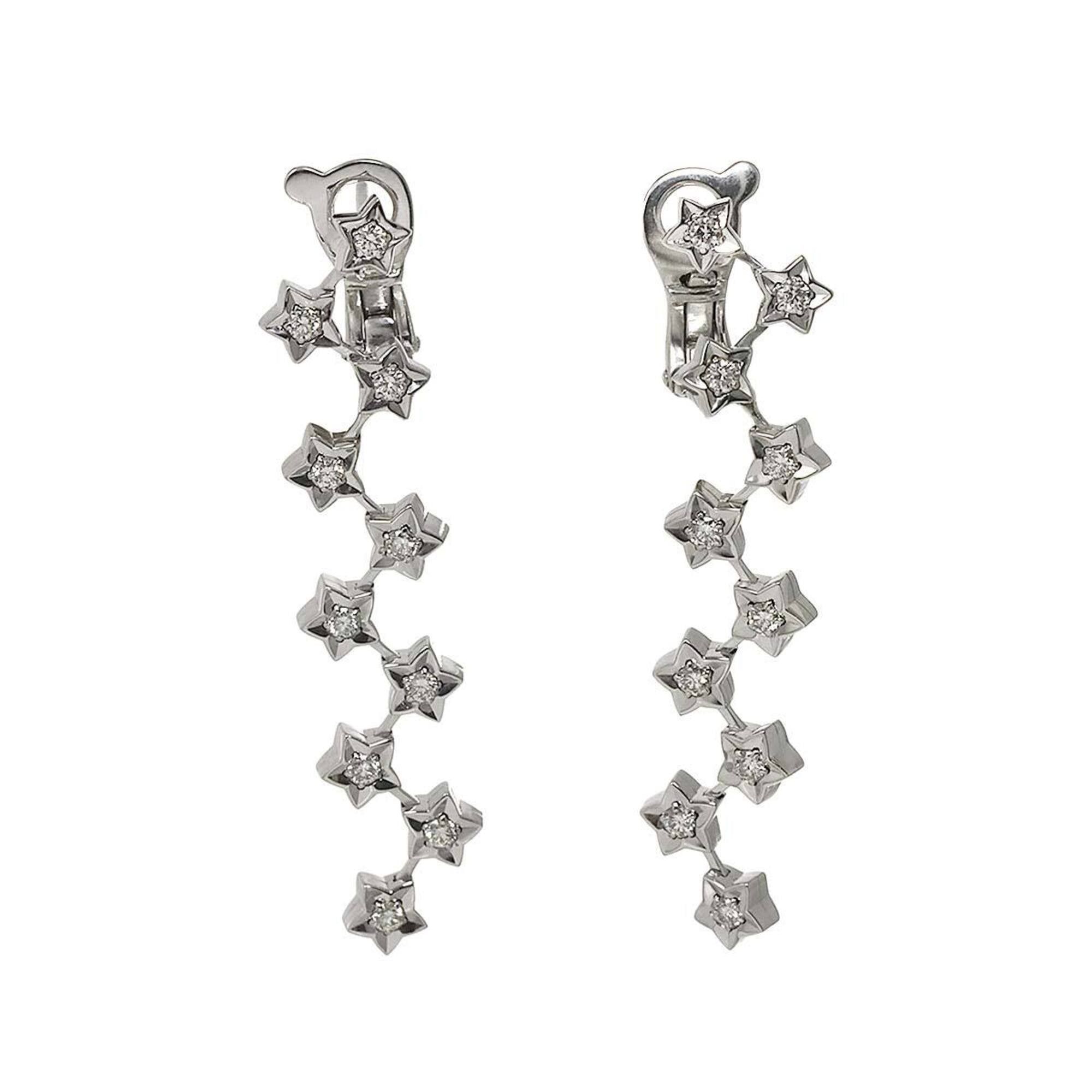 Chanel Comet Drop Diamond Earrings, 18K White Gold (750), Star Design, Pierced Earrings