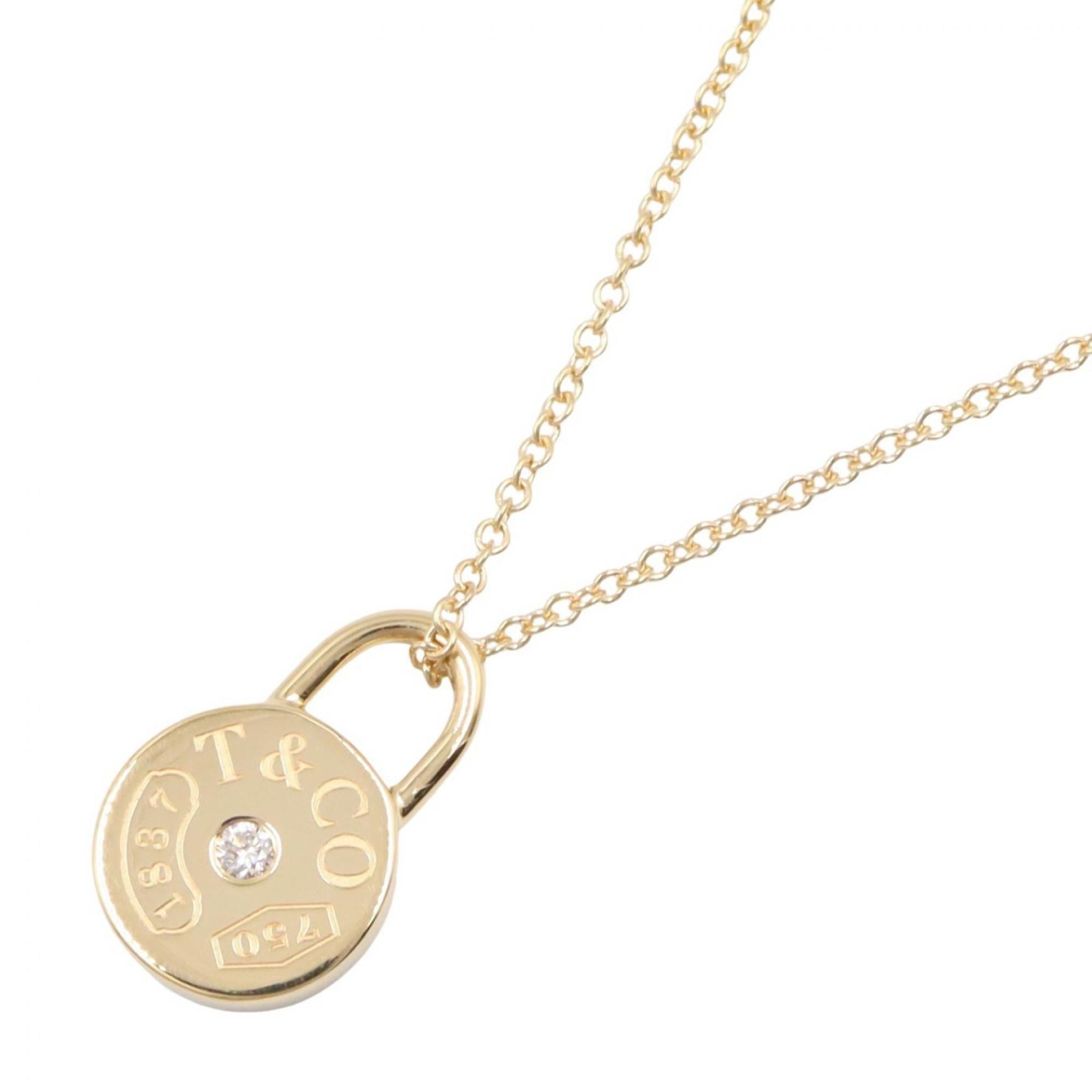 Tiffany & Co. 1837 Round Rock 1PD Necklace, 18K (Yellow Gold) Diamond Women\'s, Gold Tone, Clear Ton