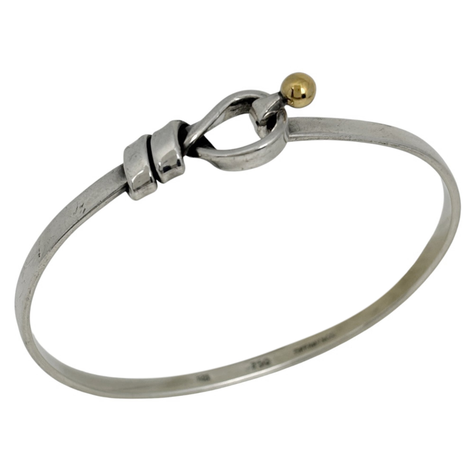 Tiffany & Co. Hook Eye Bangle Bracelet, Love Knot, Sterling Silver 925/750, Silver, Women\'s