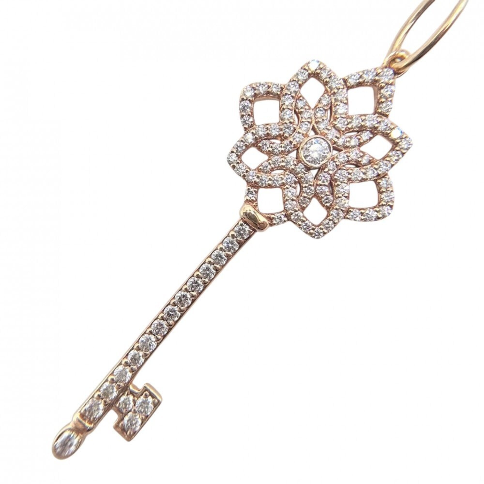 Tiffany & Co. Women\'s Necklace, Woven Key Pendant, 18K Pink Gold (Au750), Diamond, Approx. 4.5g