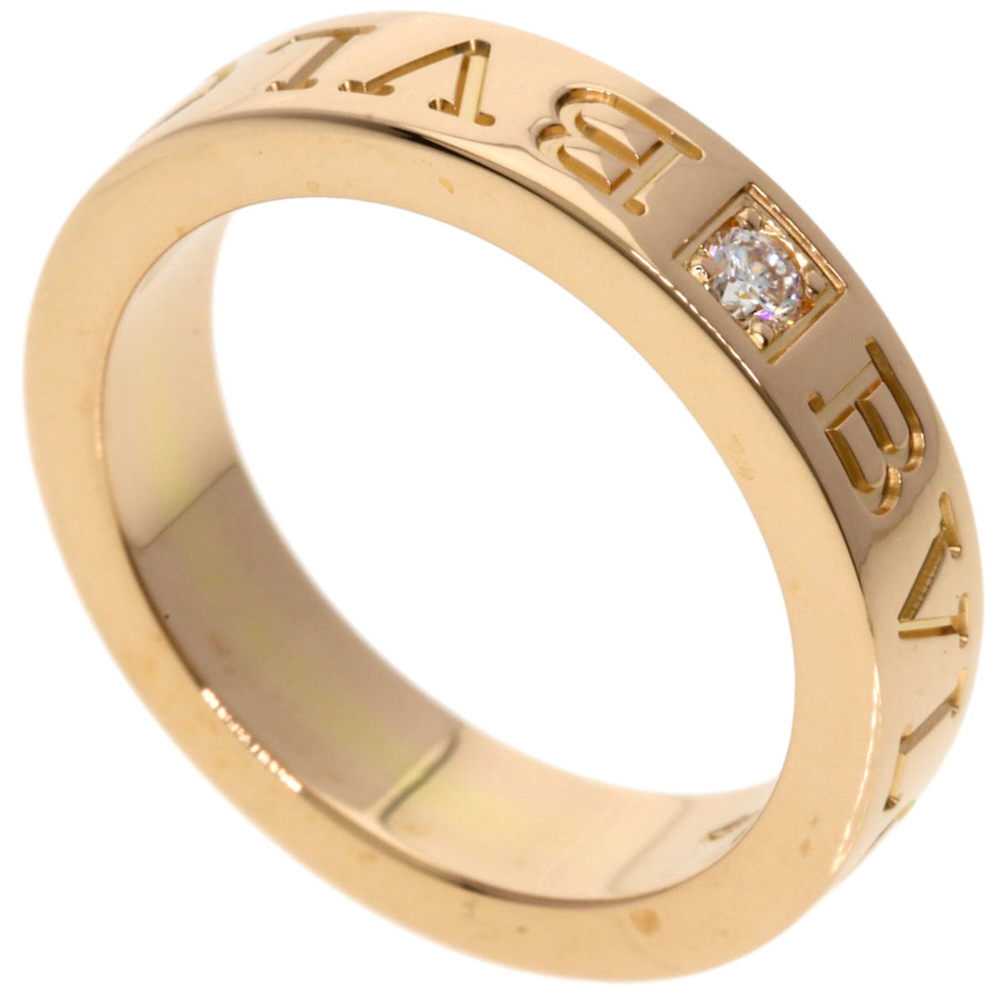 BVLGARI Double Logo 1P Diamond Ring, 18K Pink Gold, Women\'s
