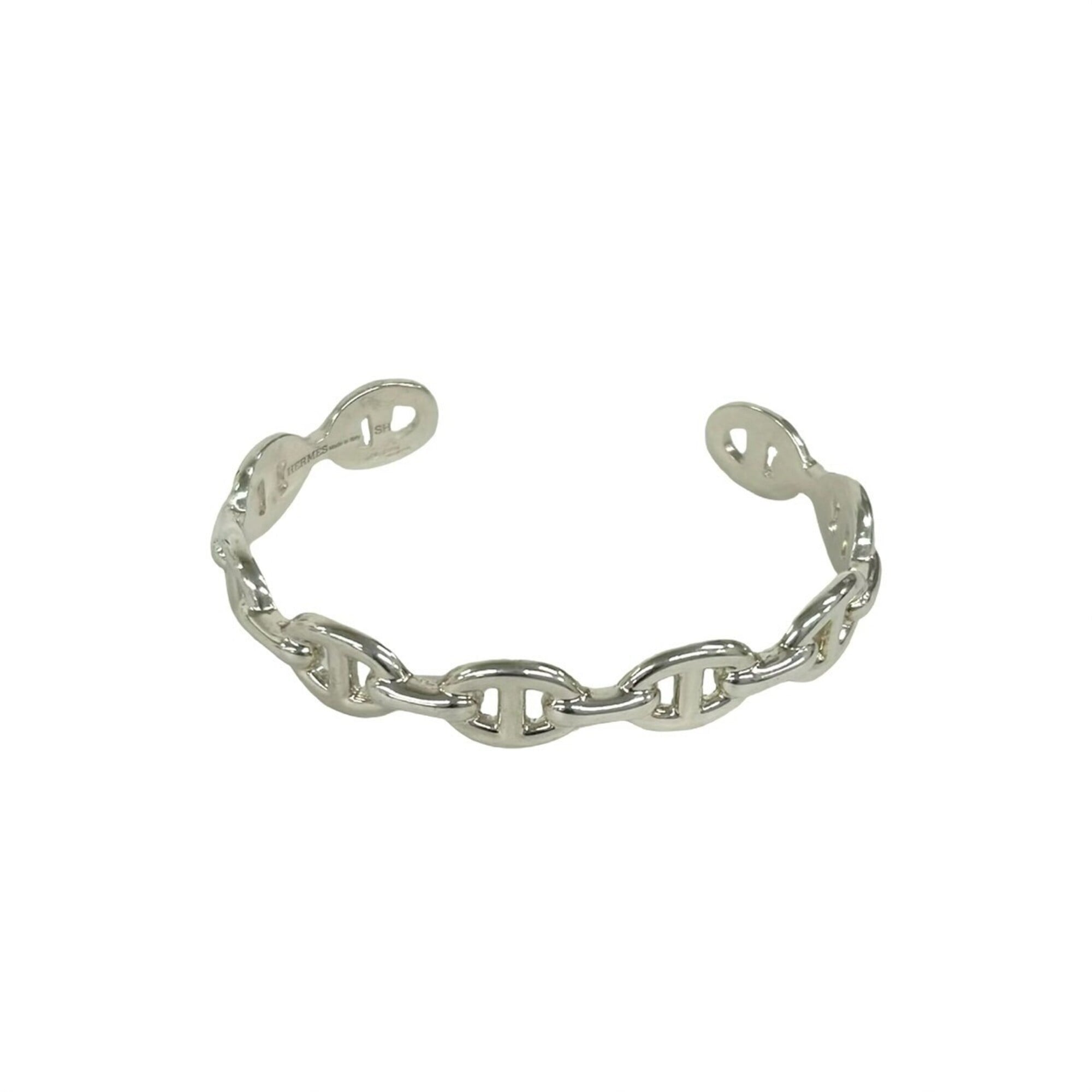 HERMES Hermes EnchainŽe Bangle, Sterling Silver 925 Bracelet, Accessory, Men\'s & Women\'s, Silver,