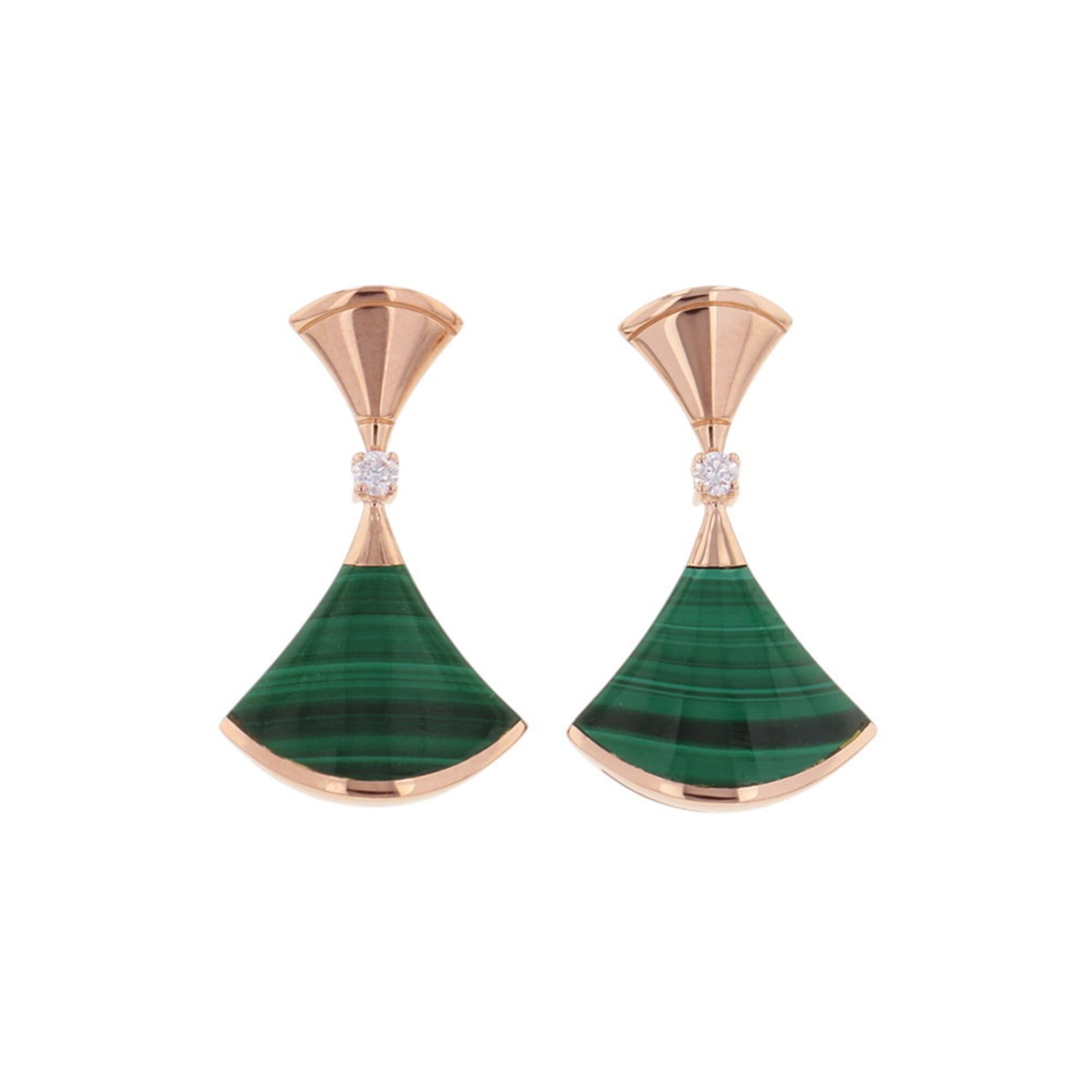BVLGARI Diva\'s Dream Earrings, Malachite and Diamond (2 pieces, total 0.07ct), 18K Pink Gold, Item