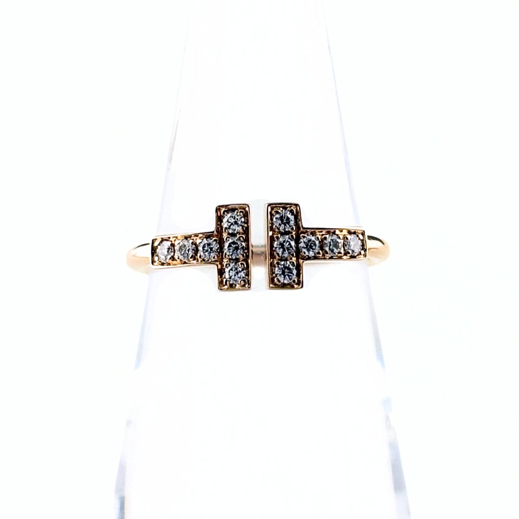 Tiffany & Co. T Wire Ring, Pink Gold (PG), Ring with Small Diamonds, 750 Finish, Women\'s