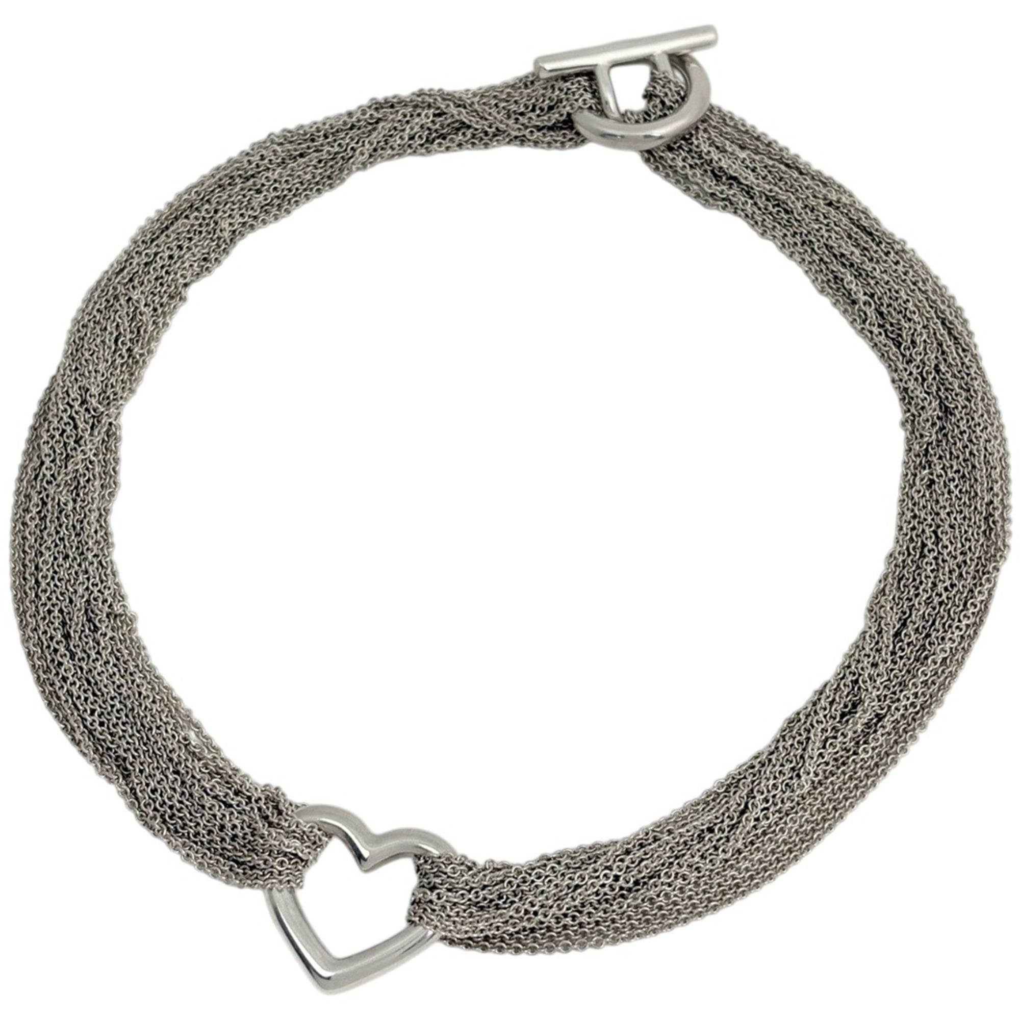 Tiffany & Co. Open Heart Toggle Chain Necklace, Sterling Silver 925, Silver, Women\'s