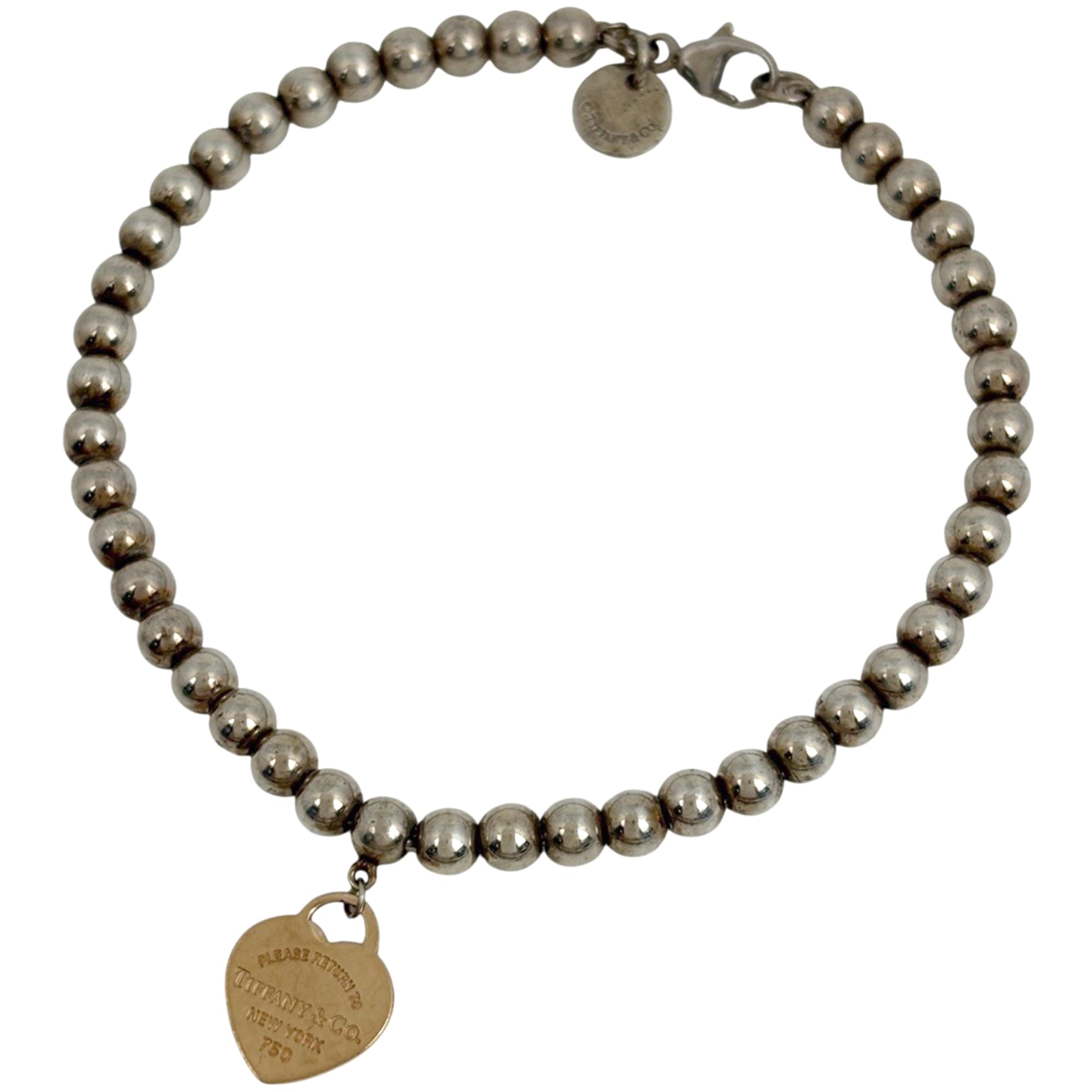 Tiffany & Co. Return to Mini Heart Bracelet with Ball Chain, Sterling Silver 925, Women\'s.