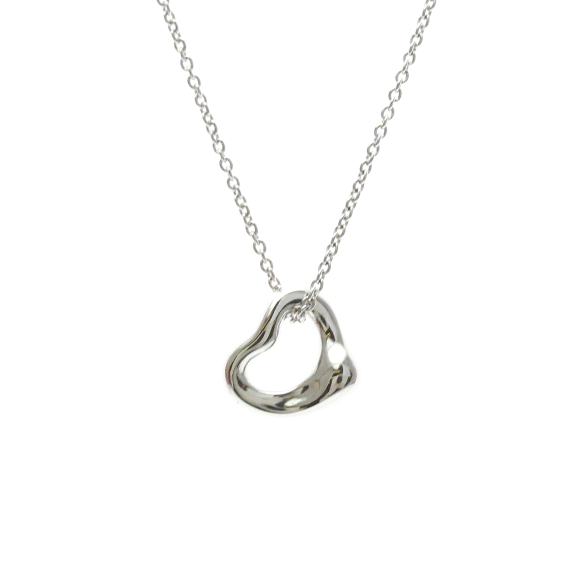Tiffany Open Heart Extra Mini Necklace Platinum No Stone Women,Men Fashion Necklace (Silver)