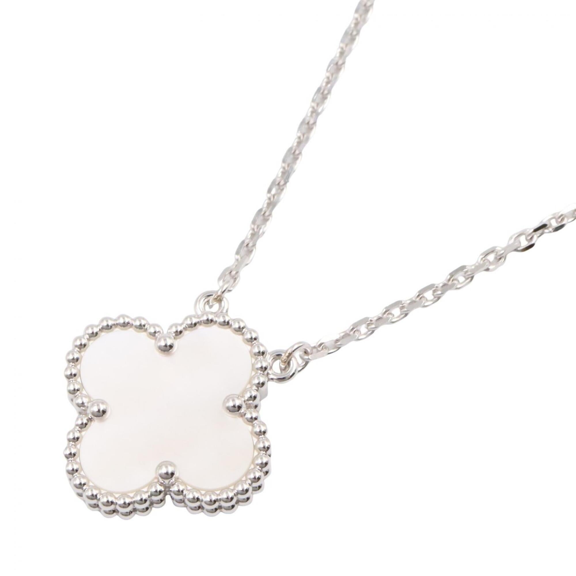 Van Cleef & Arpels Vintage Alhambra Mother of Pearl Necklace, 18K White Gold (18KWG), Pearl, Women\'