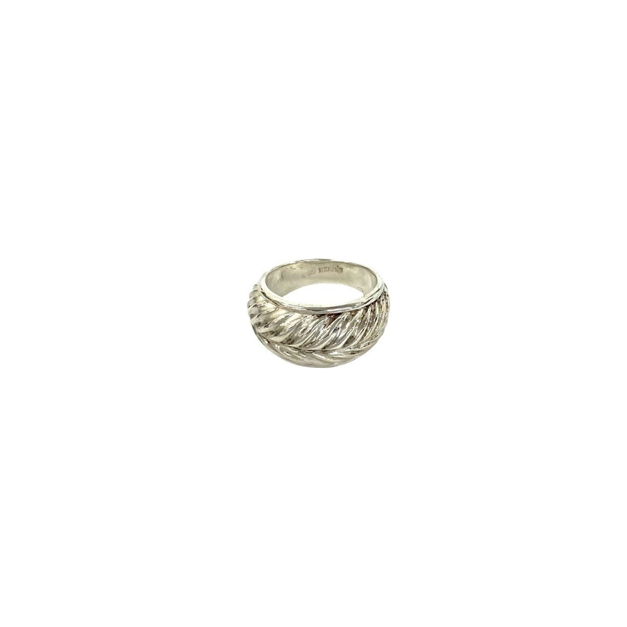 HERMES Vintage Leaf Ring, Sterling Silver 925, Accessory, Silver, 48283