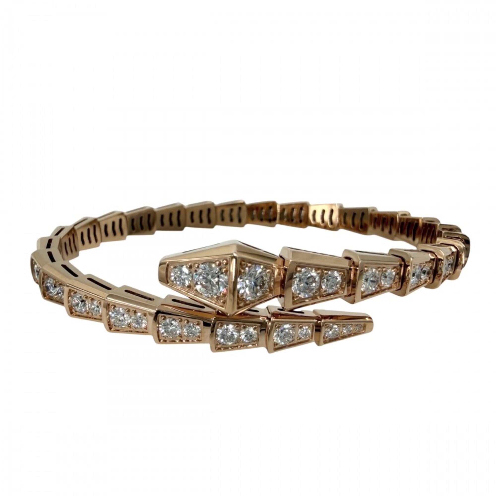 BVLGARI Serpenti Viper Bangle for Men and Women, 18K Pink Gold (Au750), Size 14, Diamond, Approx. 23
