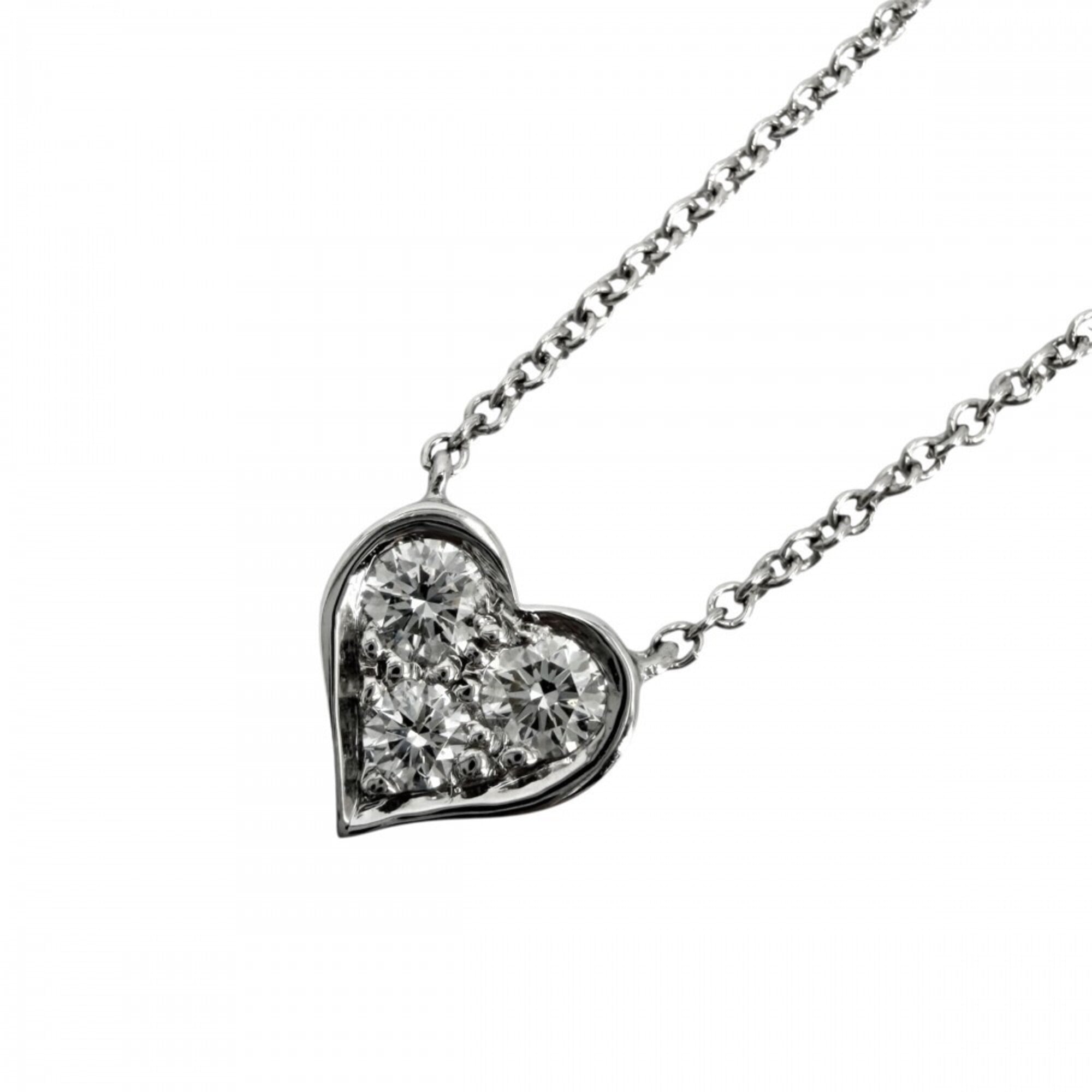 Tiffany & Co. Sentimental Heart Necklace for Women, Platinum 950, Diamond, Approx. 3.3g