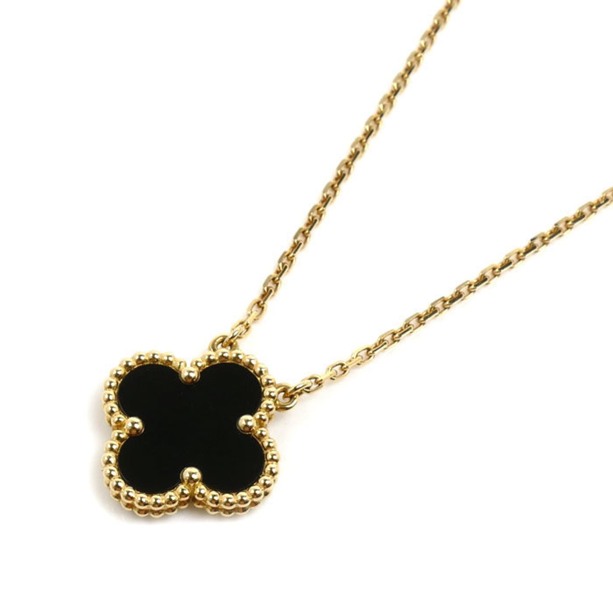 Van Cleef & Arpels Vintage Alhambra Necklace in 18K Yellow Gold (VCARA45800), featuring onyx, 5.2g,